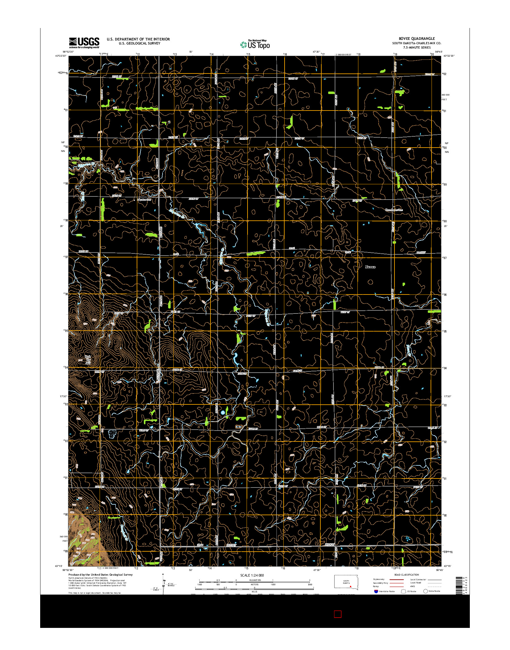 USGS US TOPO 7.5-MINUTE MAP FOR BOVEE, SD 2015