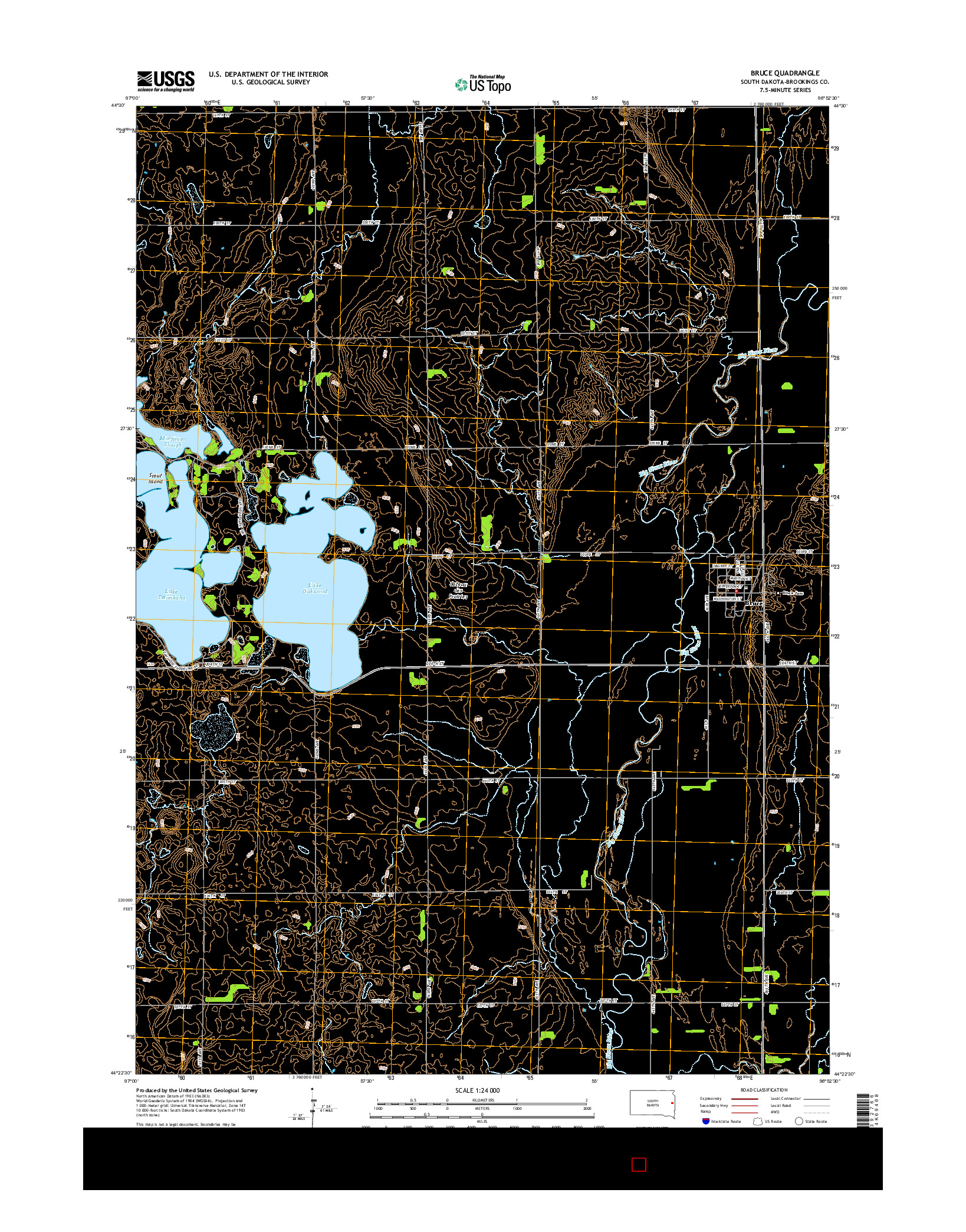 USGS US TOPO 7.5-MINUTE MAP FOR BRUCE, SD 2015