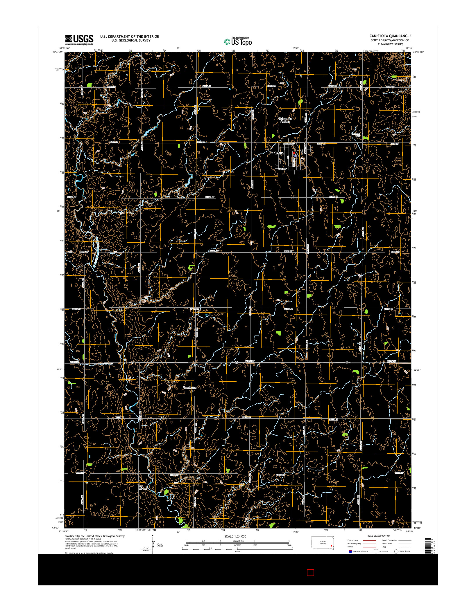 USGS US TOPO 7.5-MINUTE MAP FOR CANISTOTA, SD 2015