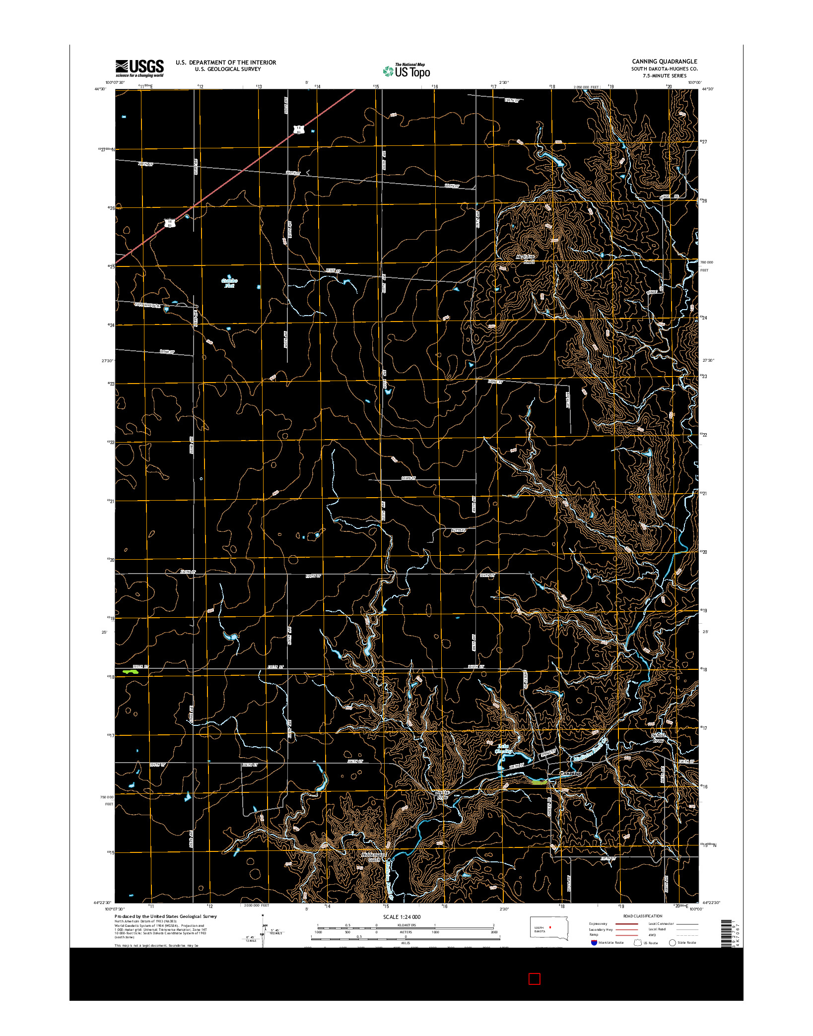 USGS US TOPO 7.5-MINUTE MAP FOR CANNING, SD 2015