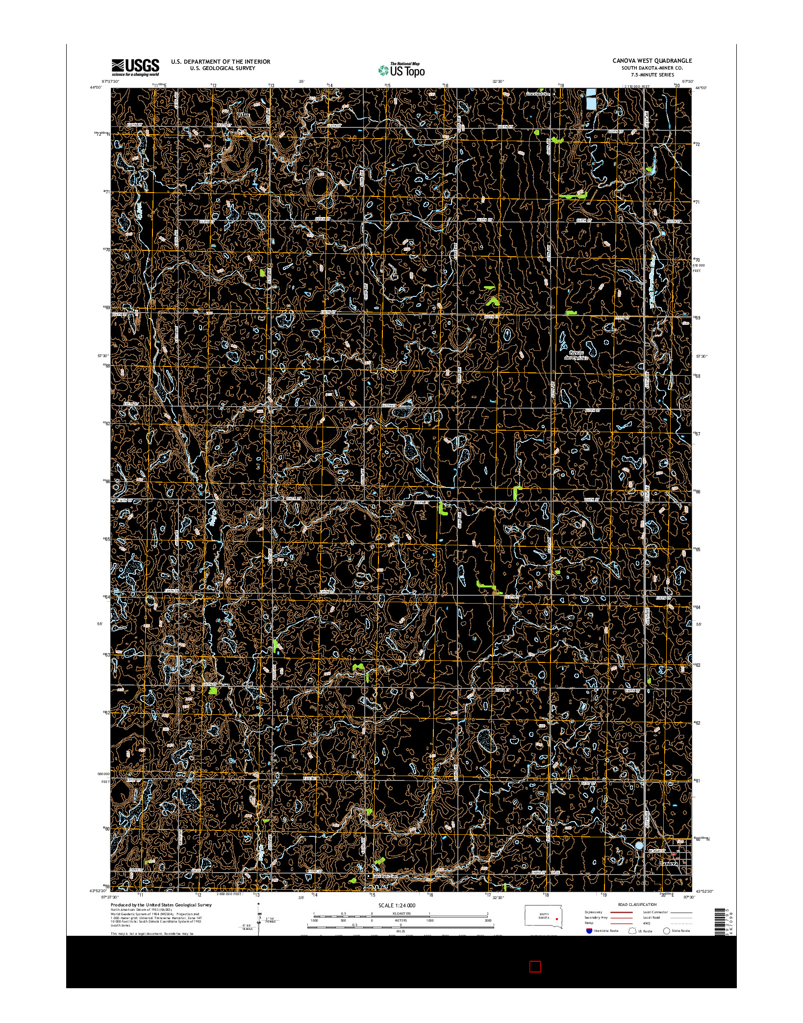 USGS US TOPO 7.5-MINUTE MAP FOR CANOVA WEST, SD 2015