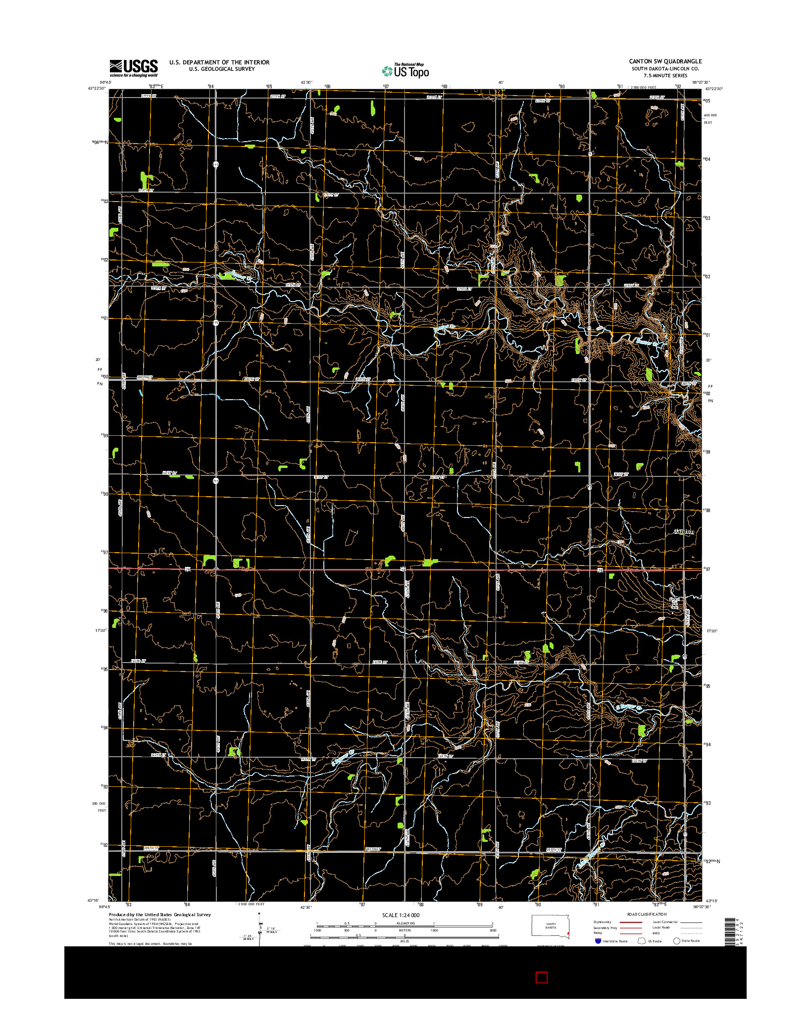 USGS US TOPO 7.5-MINUTE MAP FOR CANTON SW, SD 2015