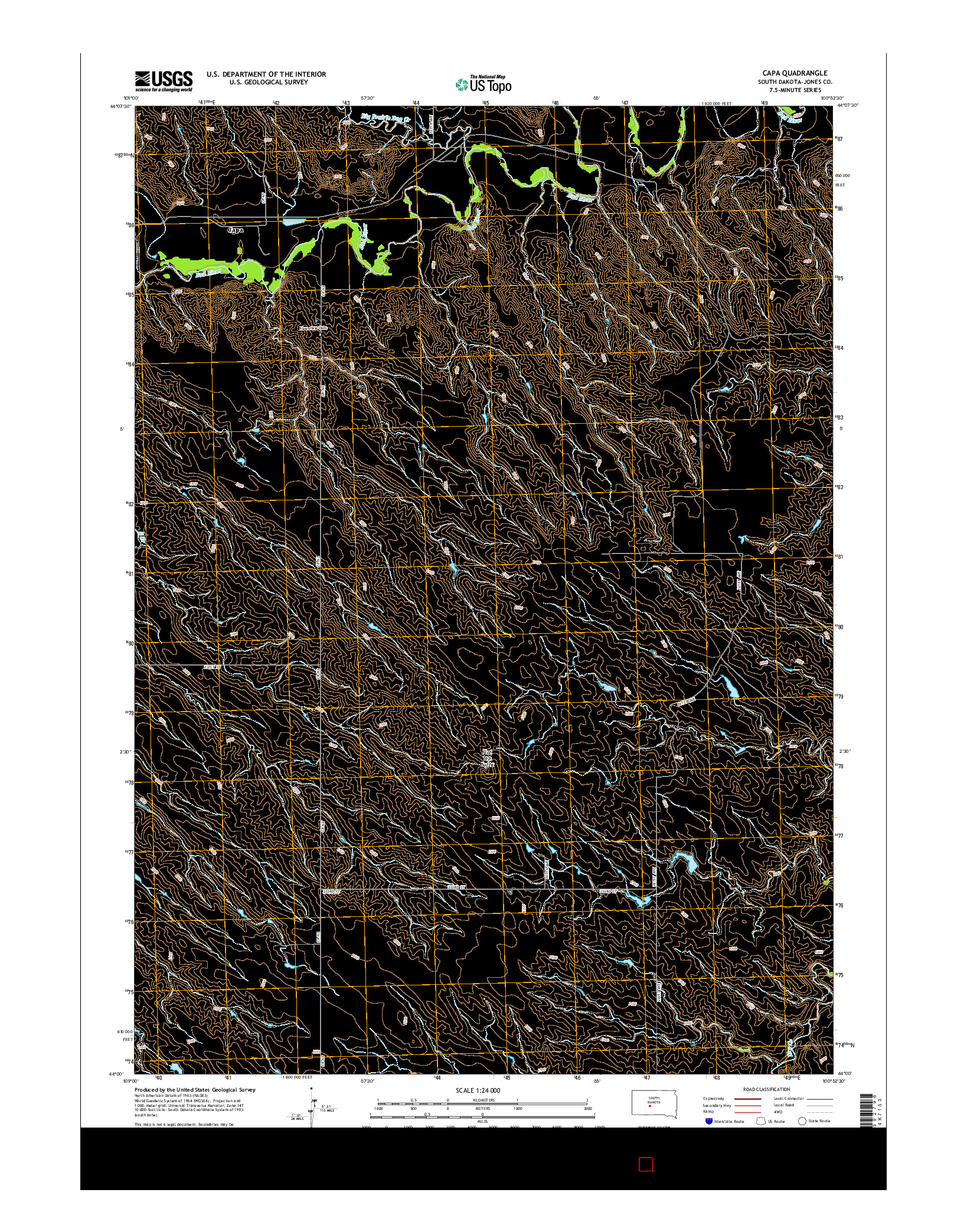 USGS US TOPO 7.5-MINUTE MAP FOR CAPA, SD 2015