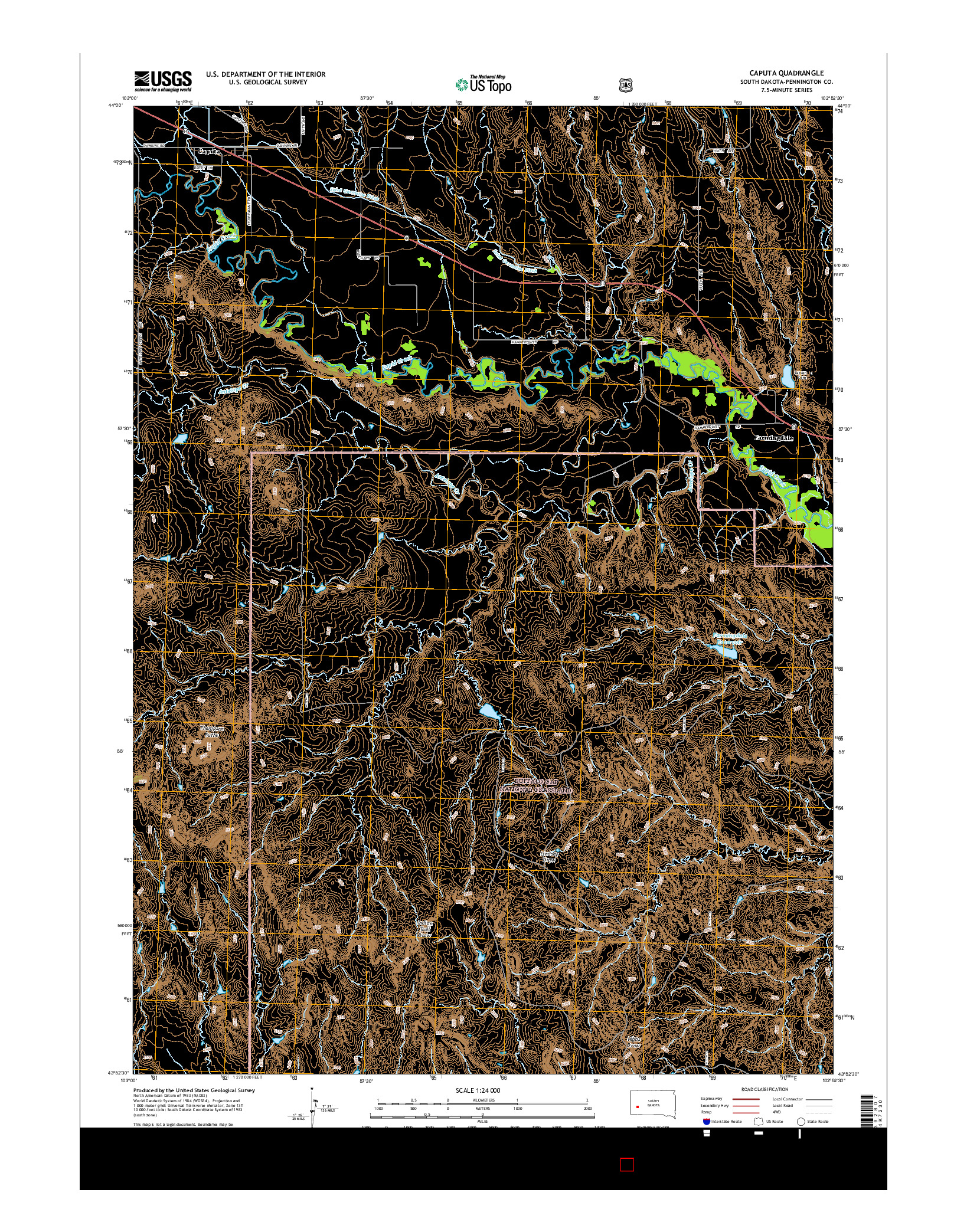 USGS US TOPO 7.5-MINUTE MAP FOR CAPUTA, SD 2015