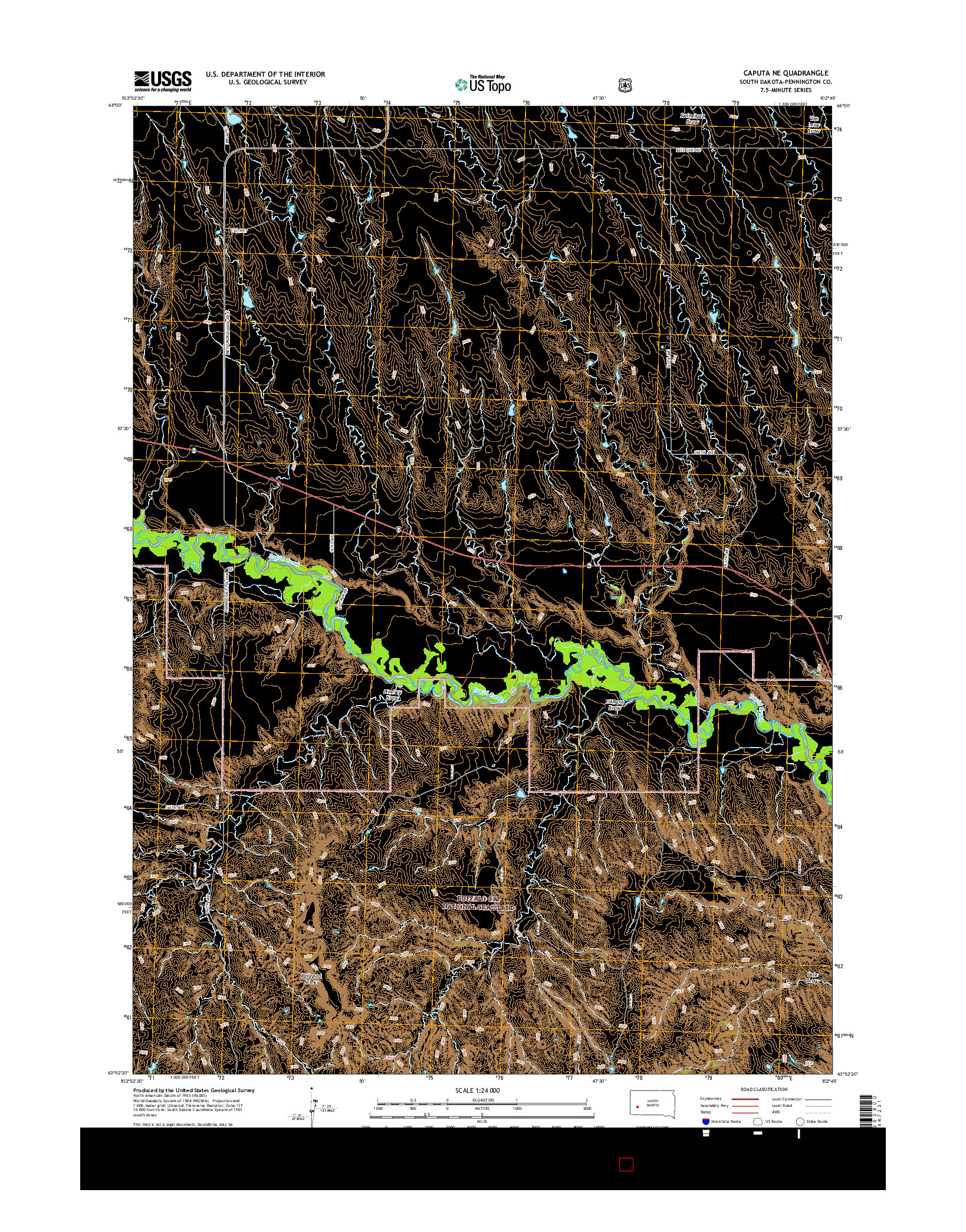 USGS US TOPO 7.5-MINUTE MAP FOR CAPUTA NE, SD 2015
