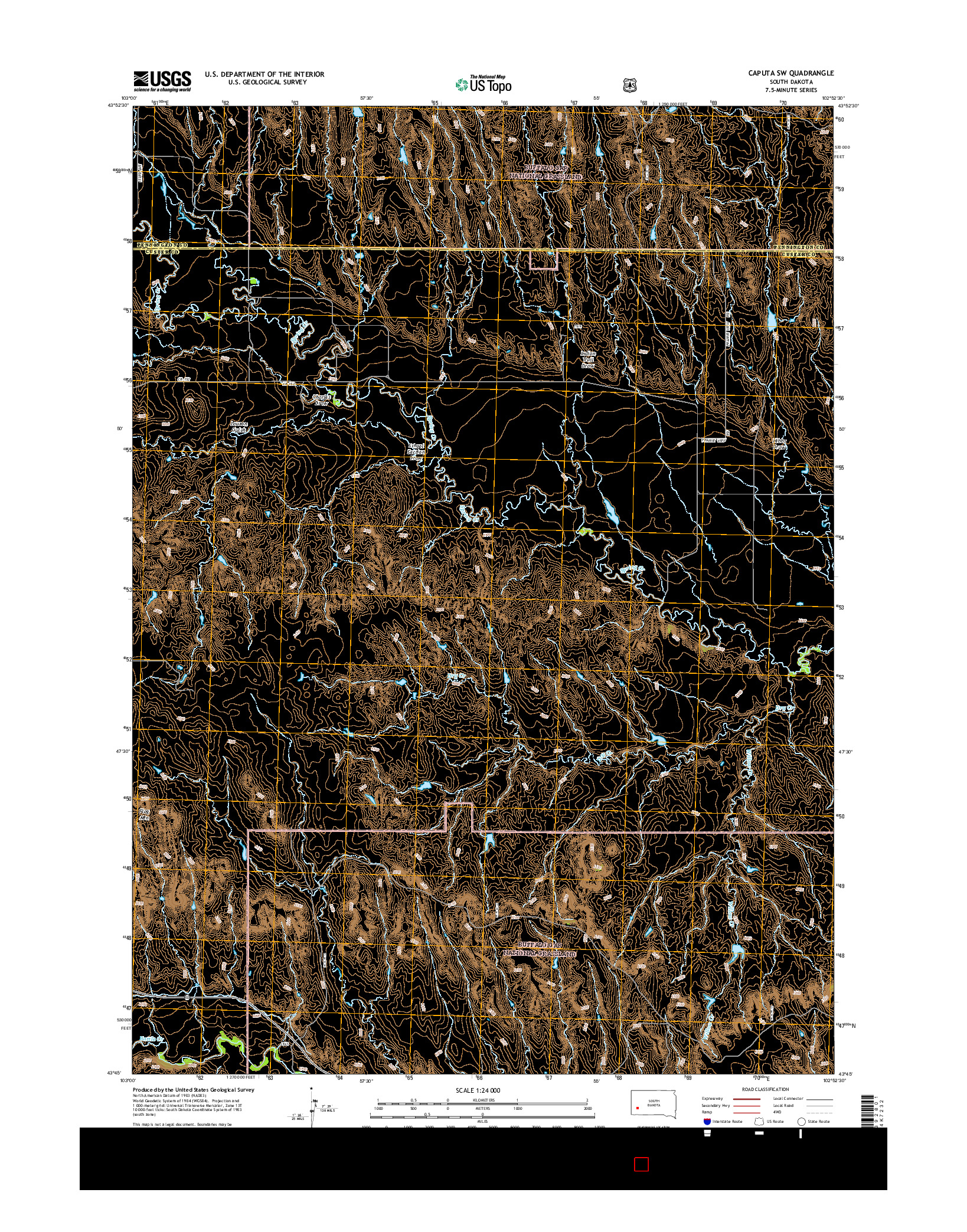 USGS US TOPO 7.5-MINUTE MAP FOR CAPUTA SW, SD 2015
