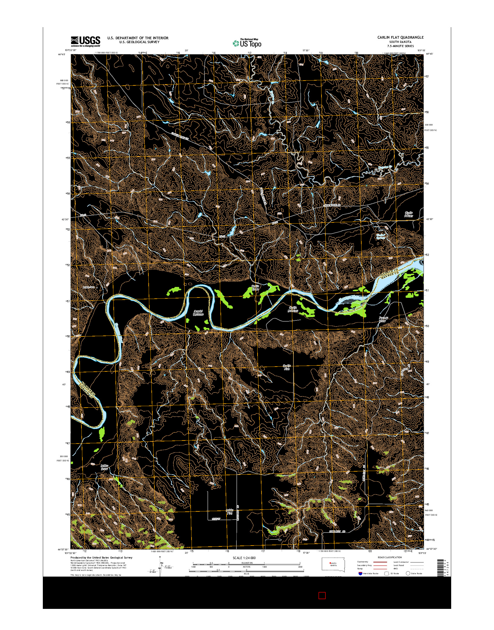 USGS US TOPO 7.5-MINUTE MAP FOR CARLIN FLAT, SD 2015