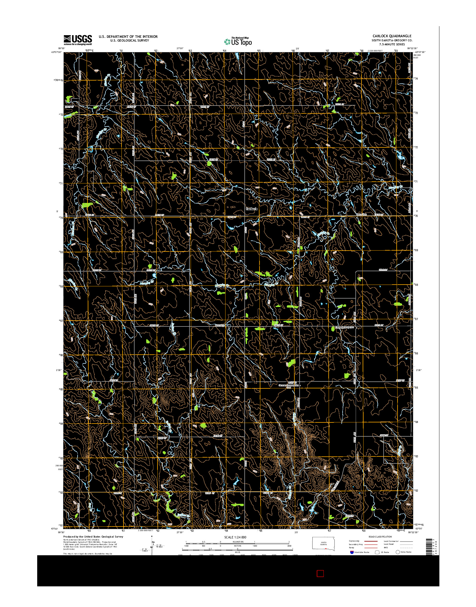 USGS US TOPO 7.5-MINUTE MAP FOR CARLOCK, SD 2015