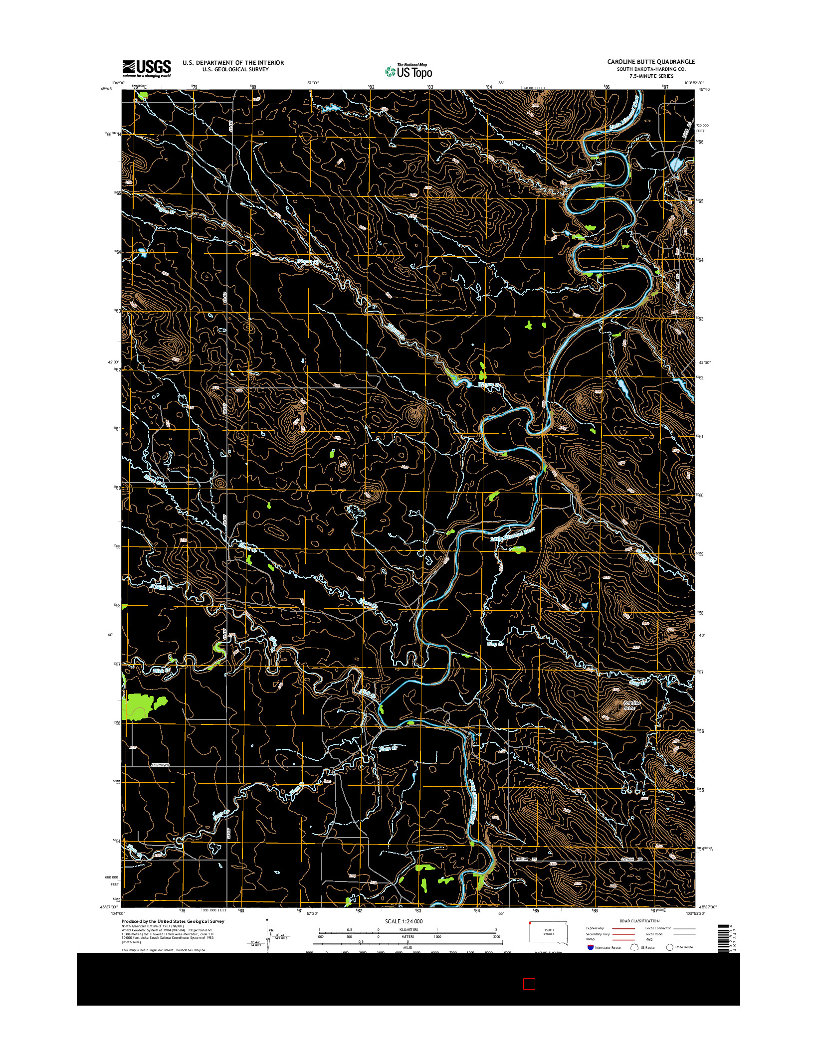 USGS US TOPO 7.5-MINUTE MAP FOR CAROLINE BUTTE, SD 2015