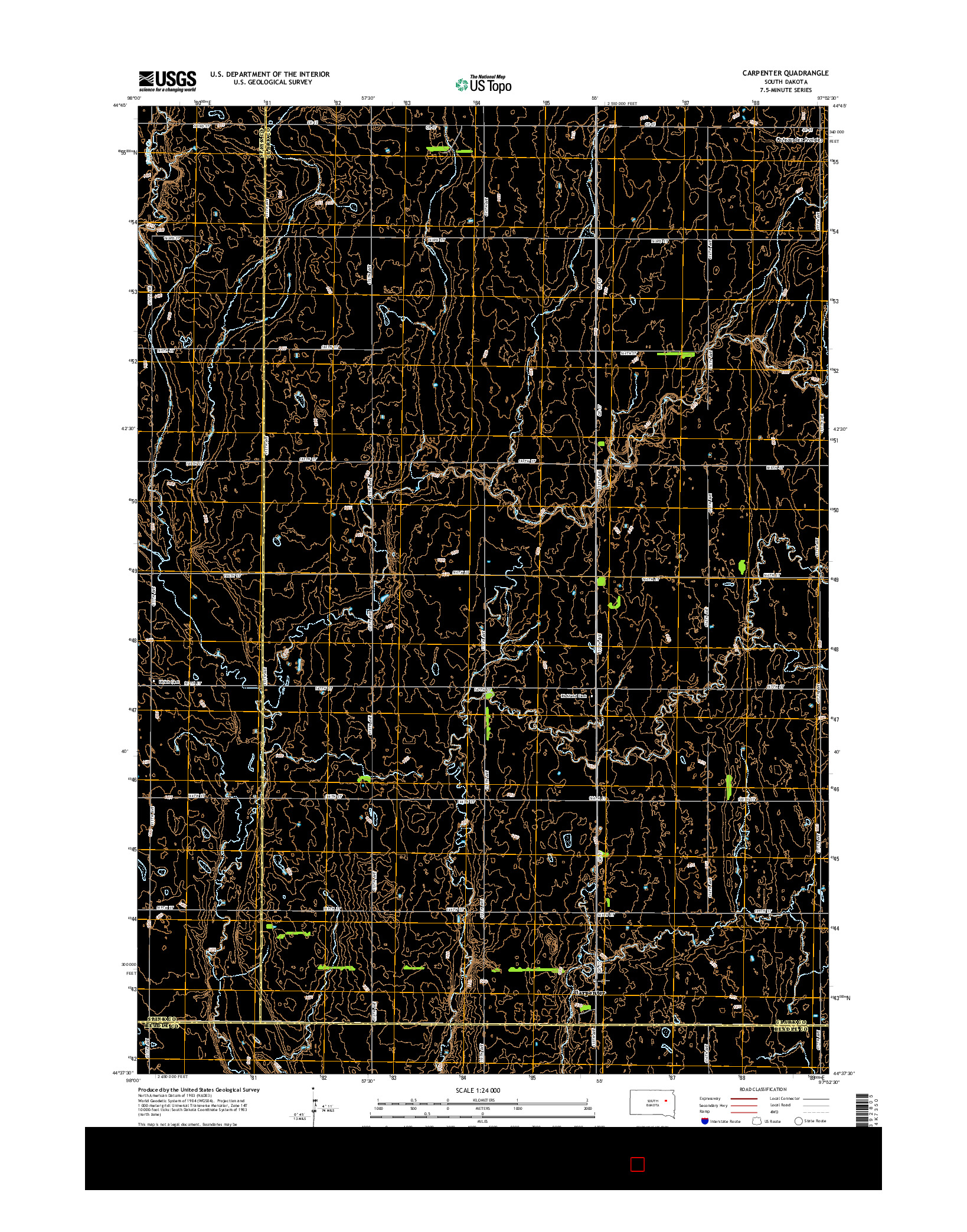 USGS US TOPO 7.5-MINUTE MAP FOR CARPENTER, SD 2015