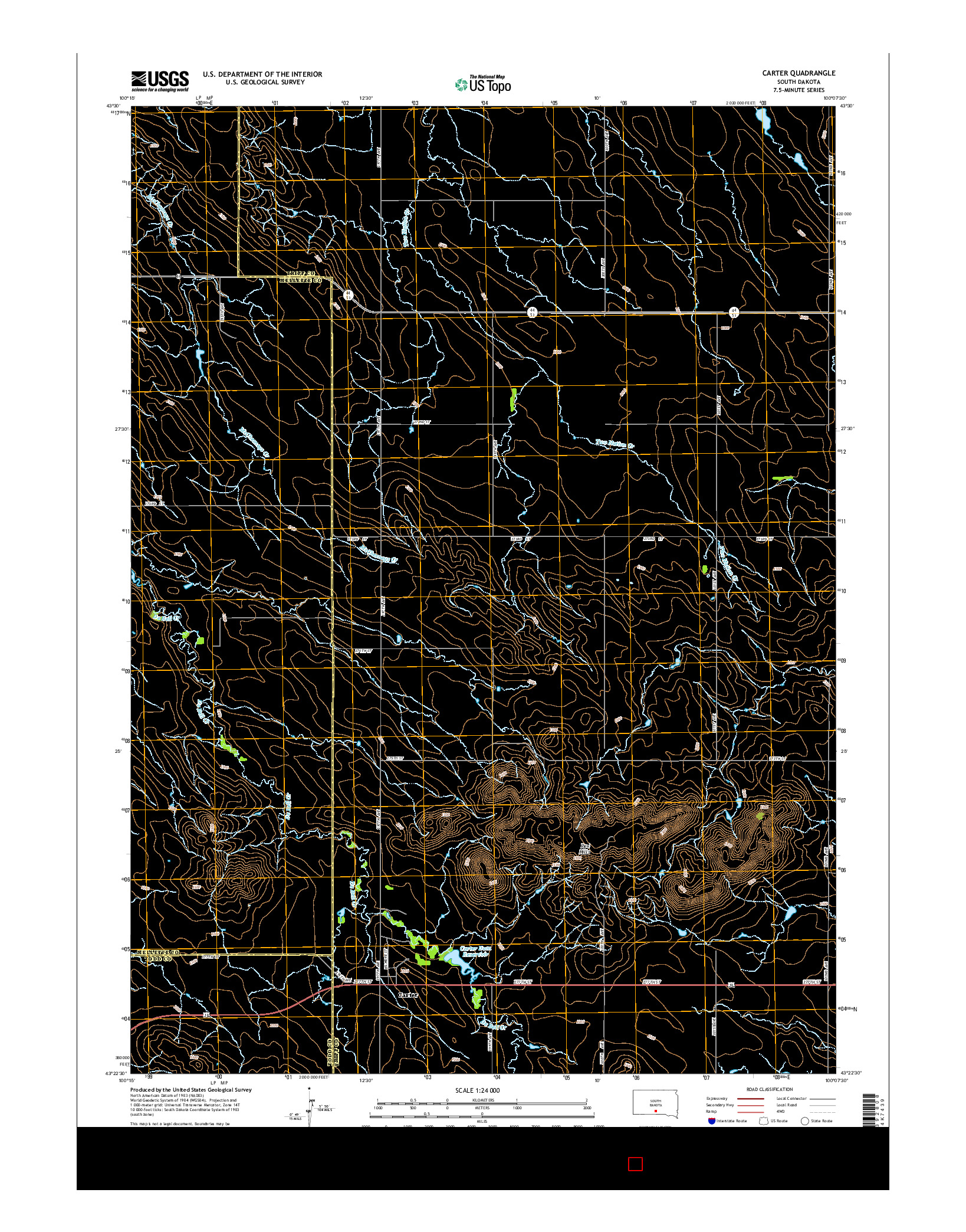 USGS US TOPO 7.5-MINUTE MAP FOR CARTER, SD 2015