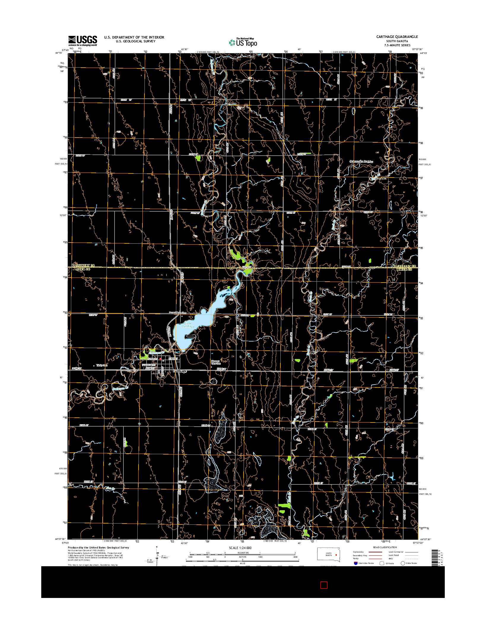 USGS US TOPO 7.5-MINUTE MAP FOR CARTHAGE, SD 2015
