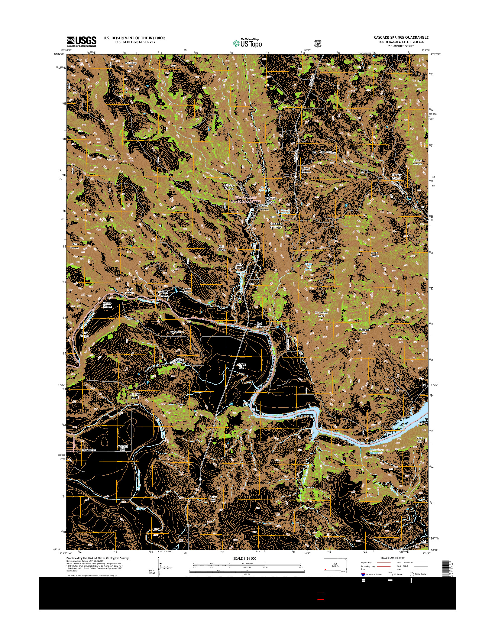 USGS US TOPO 7.5-MINUTE MAP FOR CASCADE SPRINGS, SD 2015