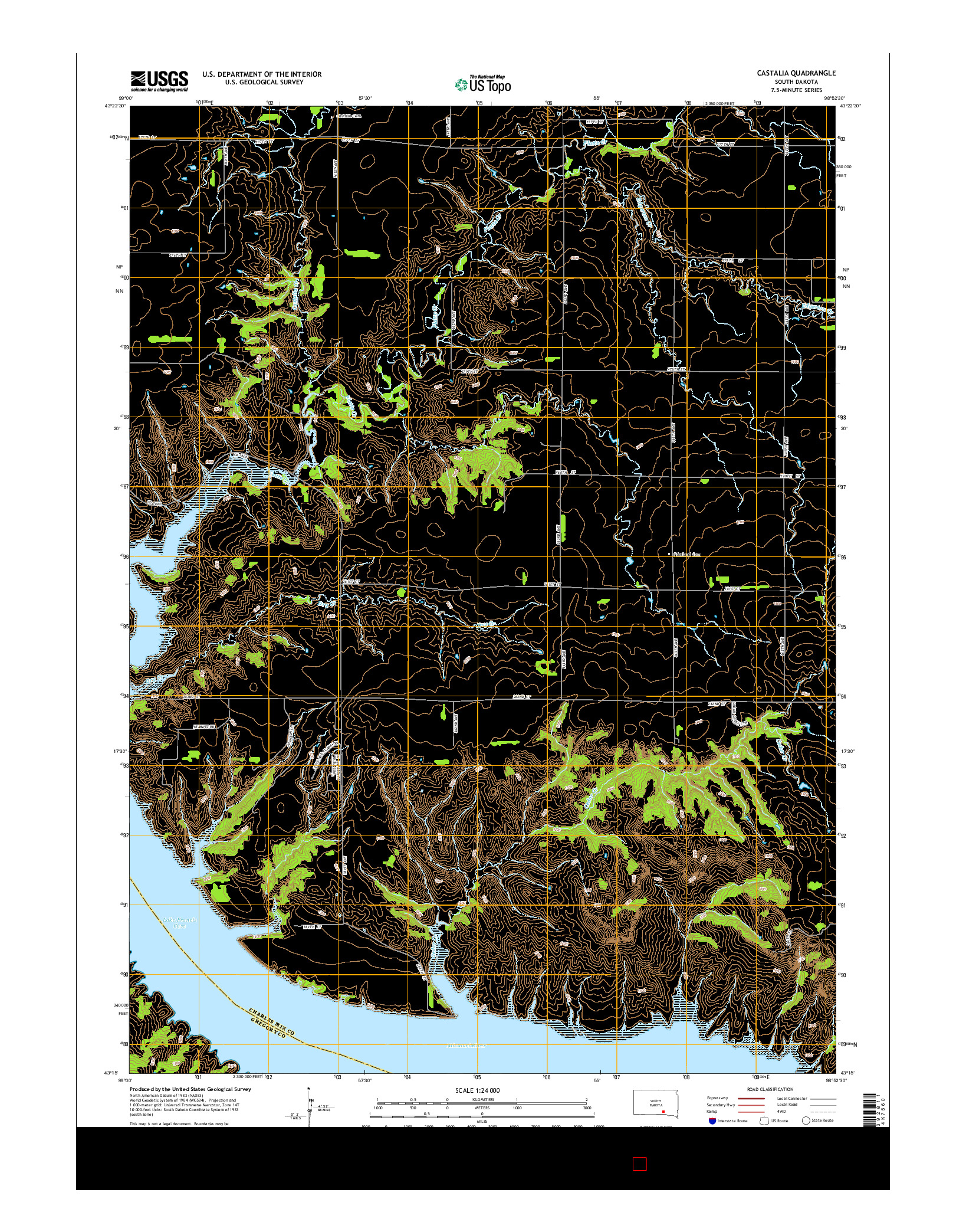USGS US TOPO 7.5-MINUTE MAP FOR CASTALIA, SD 2015