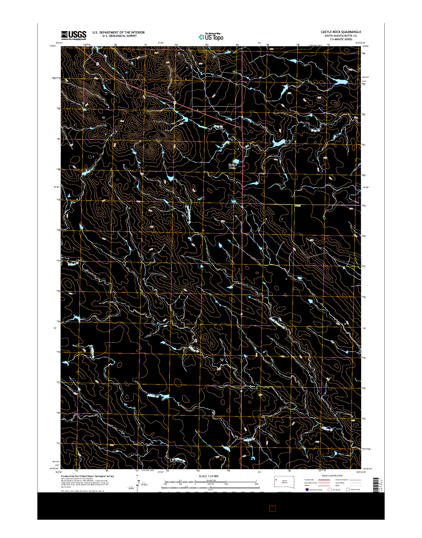 USGS US TOPO 7.5-MINUTE MAP FOR CASTLE ROCK, SD 2015