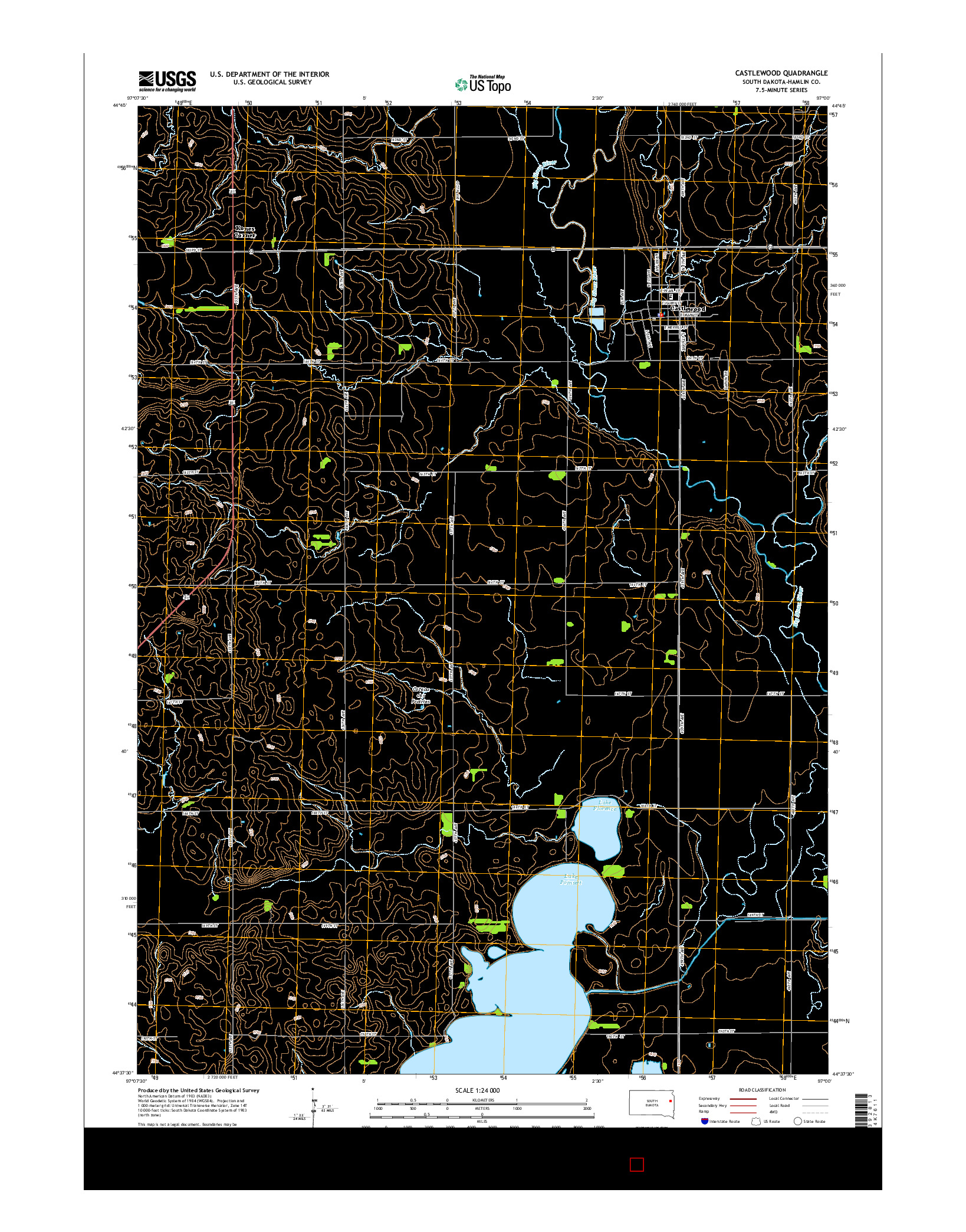 USGS US TOPO 7.5-MINUTE MAP FOR CASTLEWOOD, SD 2015