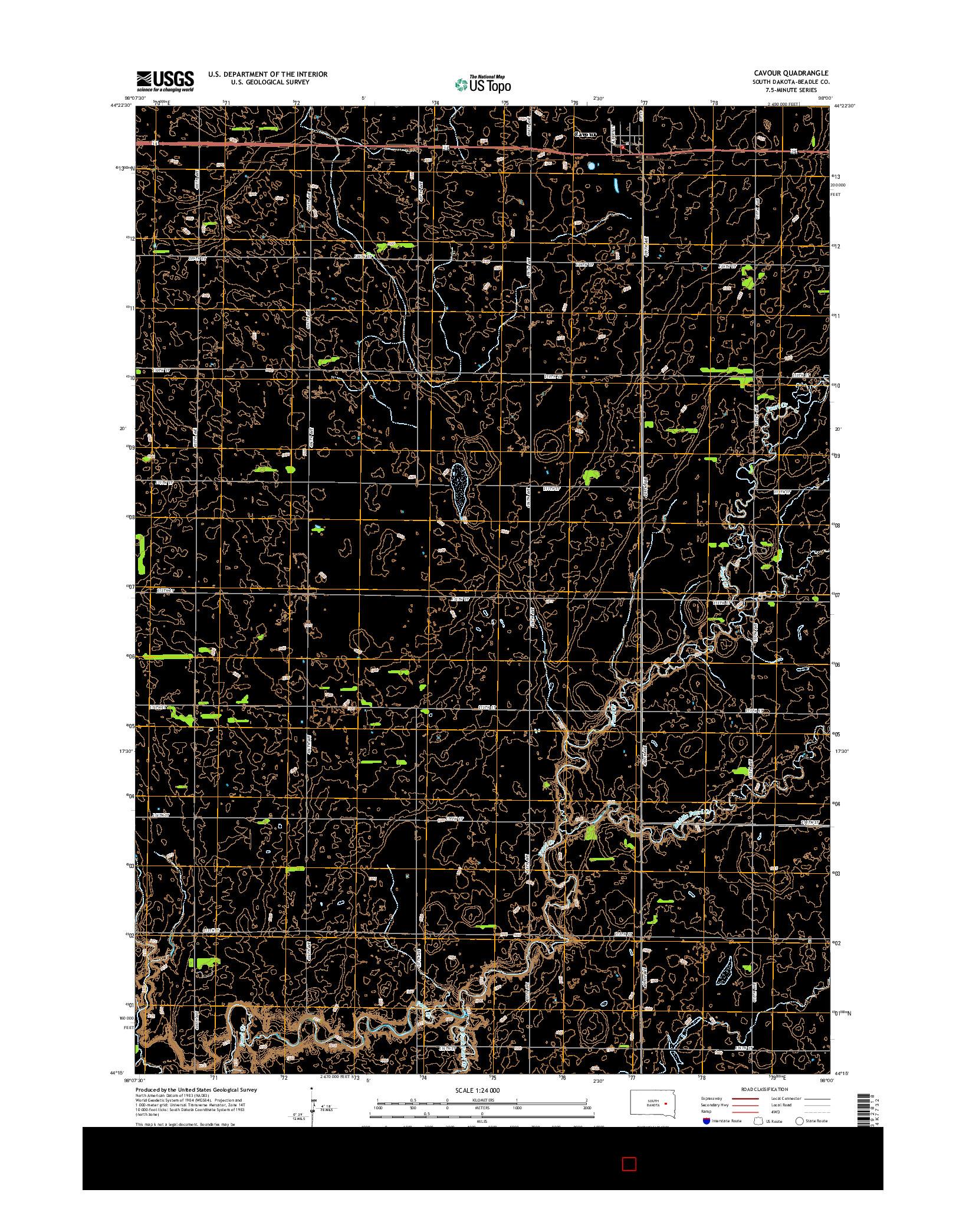 USGS US TOPO 7.5-MINUTE MAP FOR CAVOUR, SD 2015