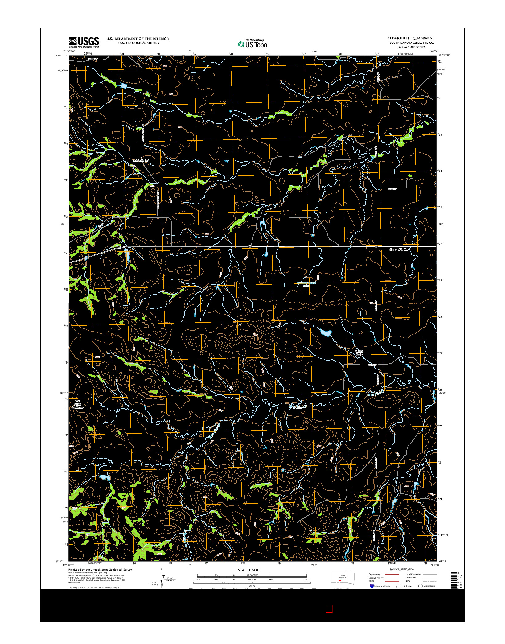 USGS US TOPO 7.5-MINUTE MAP FOR CEDAR BUTTE, SD 2015