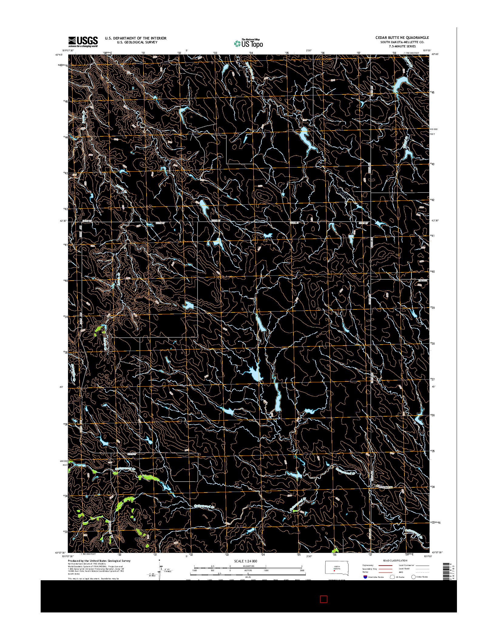 USGS US TOPO 7.5-MINUTE MAP FOR CEDAR BUTTE NE, SD 2015