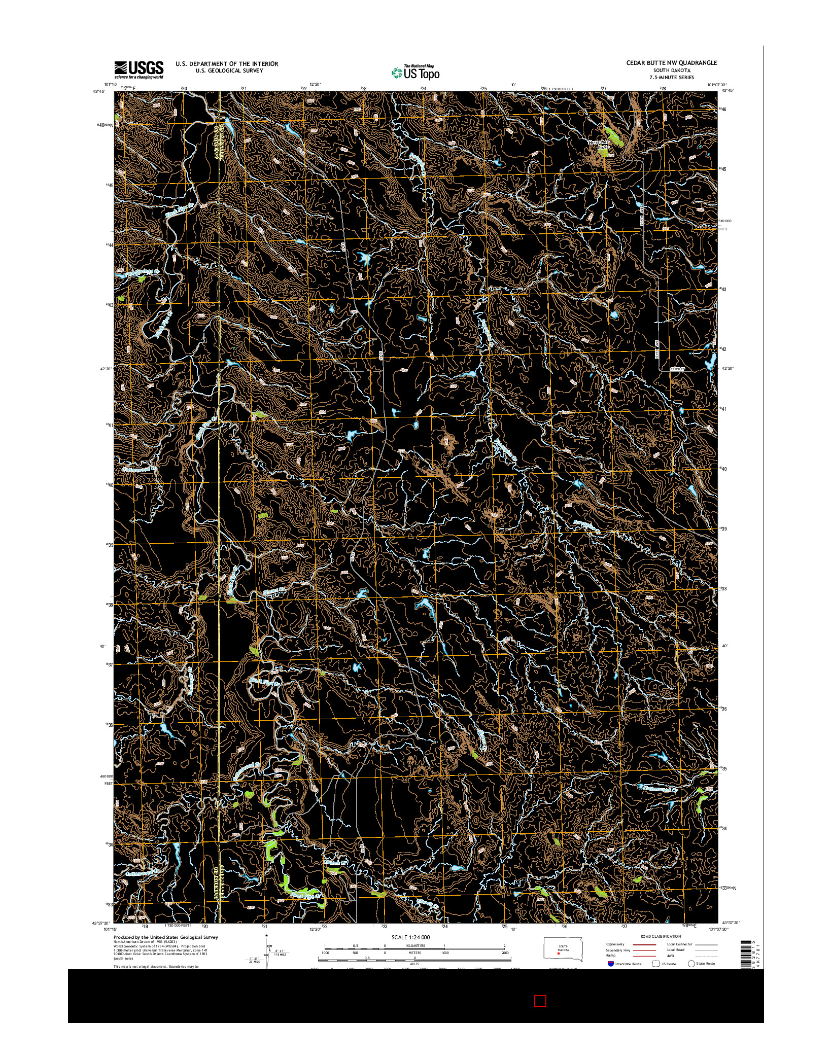 USGS US TOPO 7.5-MINUTE MAP FOR CEDAR BUTTE NW, SD 2015