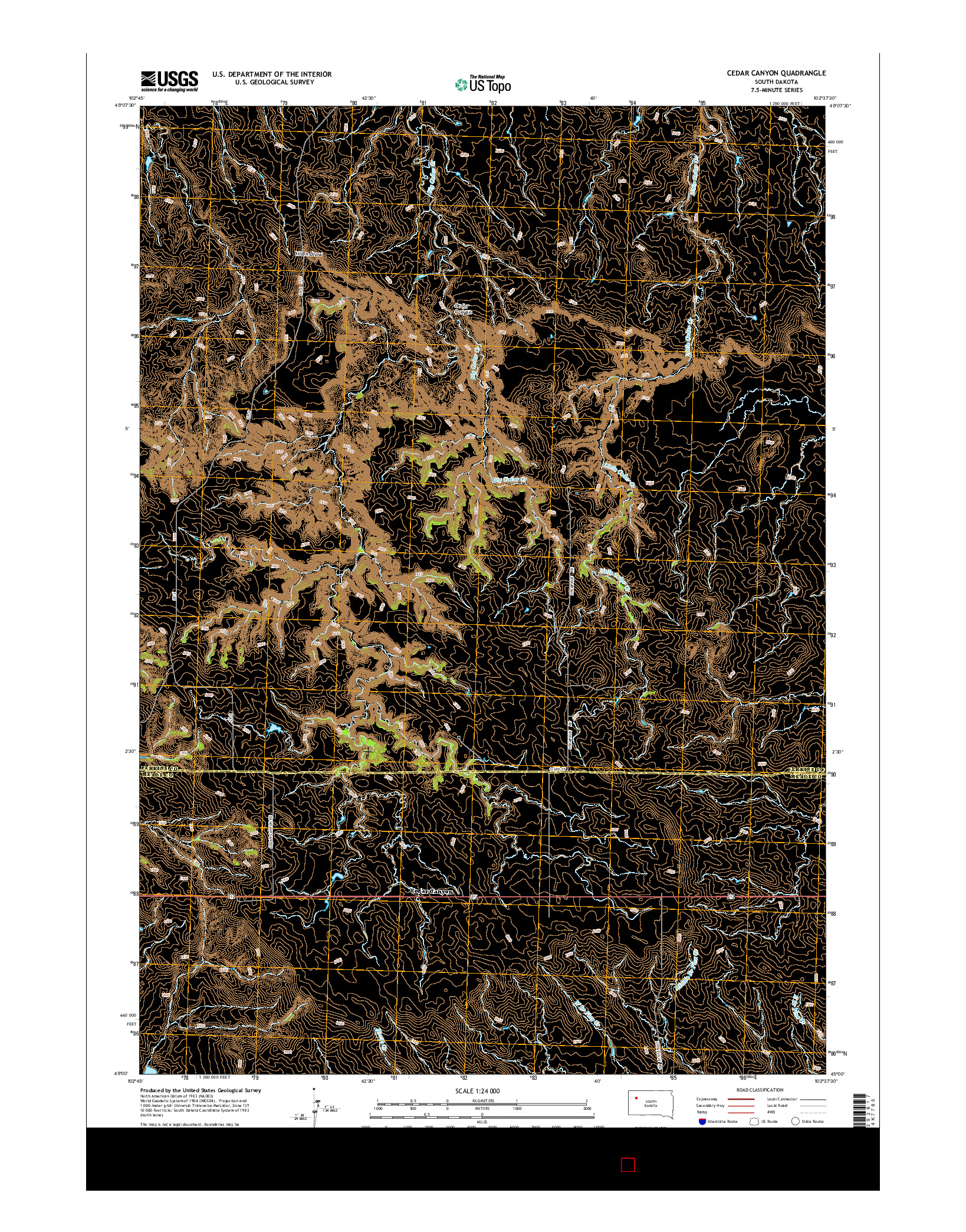 USGS US TOPO 7.5-MINUTE MAP FOR CEDAR CANYON, SD 2015