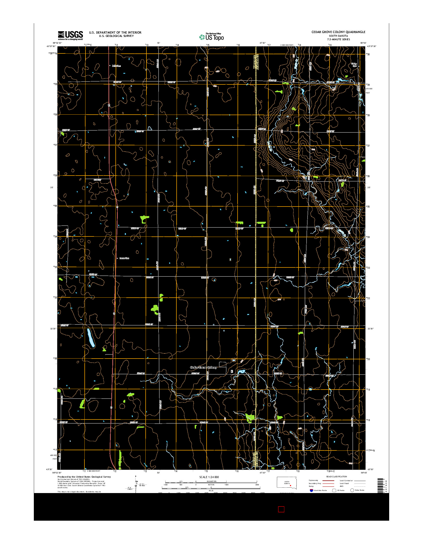 USGS US TOPO 7.5-MINUTE MAP FOR CEDAR GROVE COLONY, SD 2015