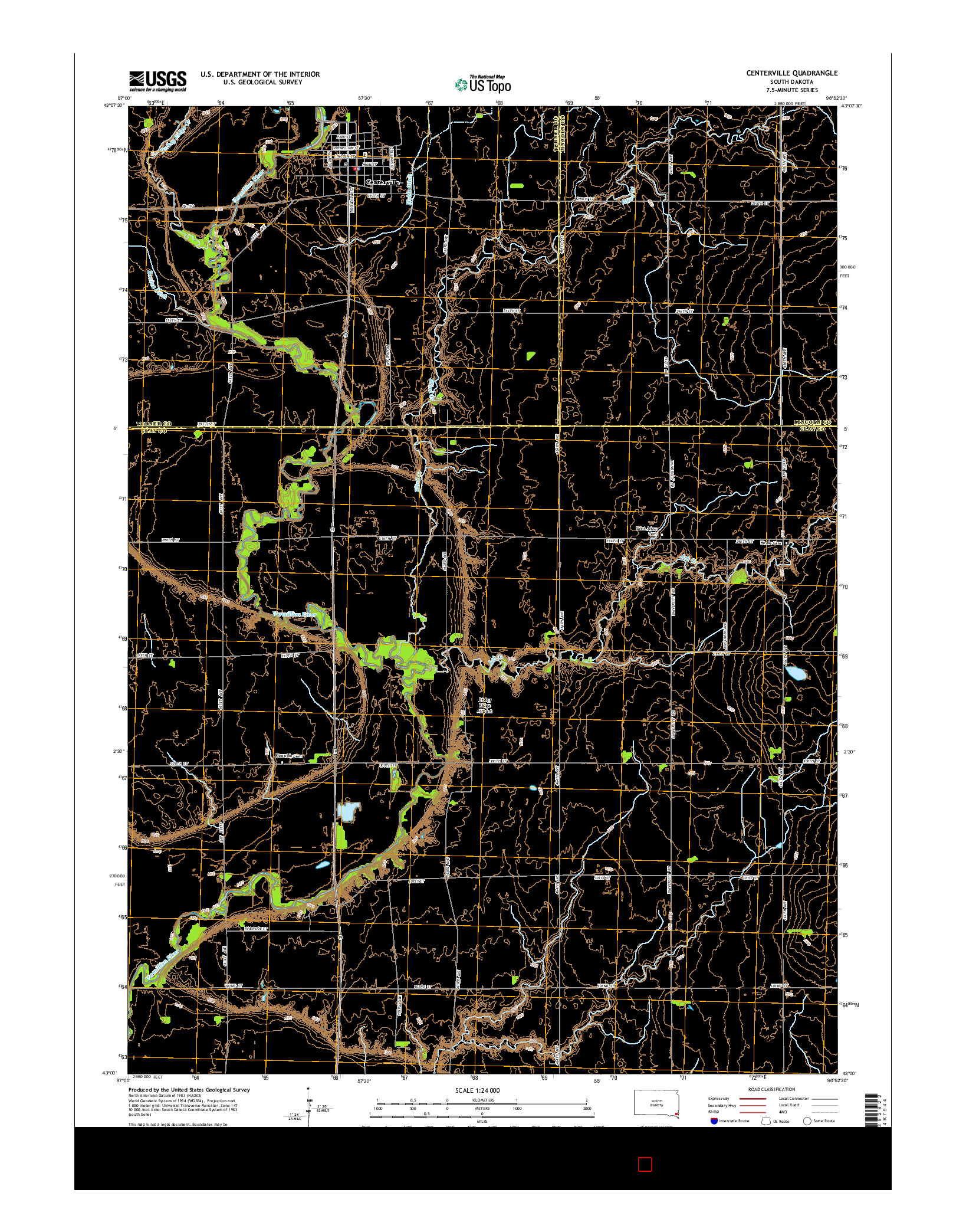 USGS US TOPO 7.5-MINUTE MAP FOR CENTERVILLE, SD 2015