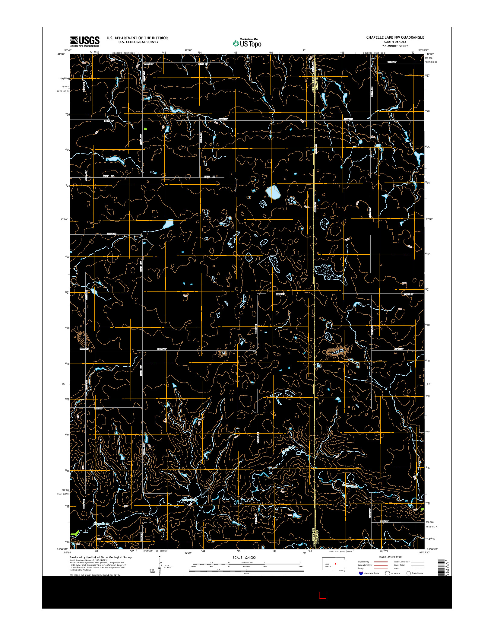USGS US TOPO 7.5-MINUTE MAP FOR CHAPELLE LAKE NW, SD 2015