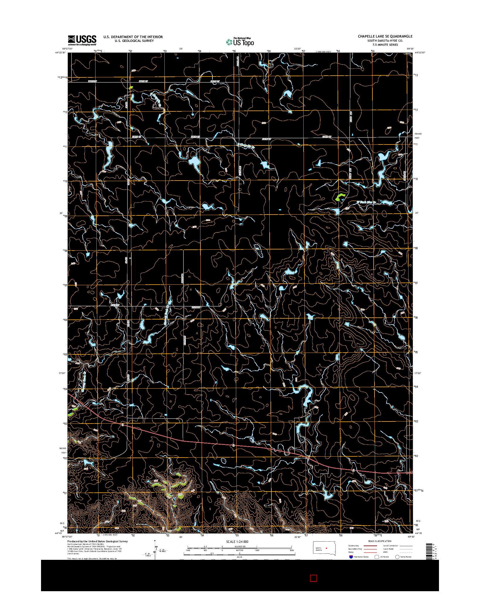 USGS US TOPO 7.5-MINUTE MAP FOR CHAPELLE LAKE SE, SD 2015
