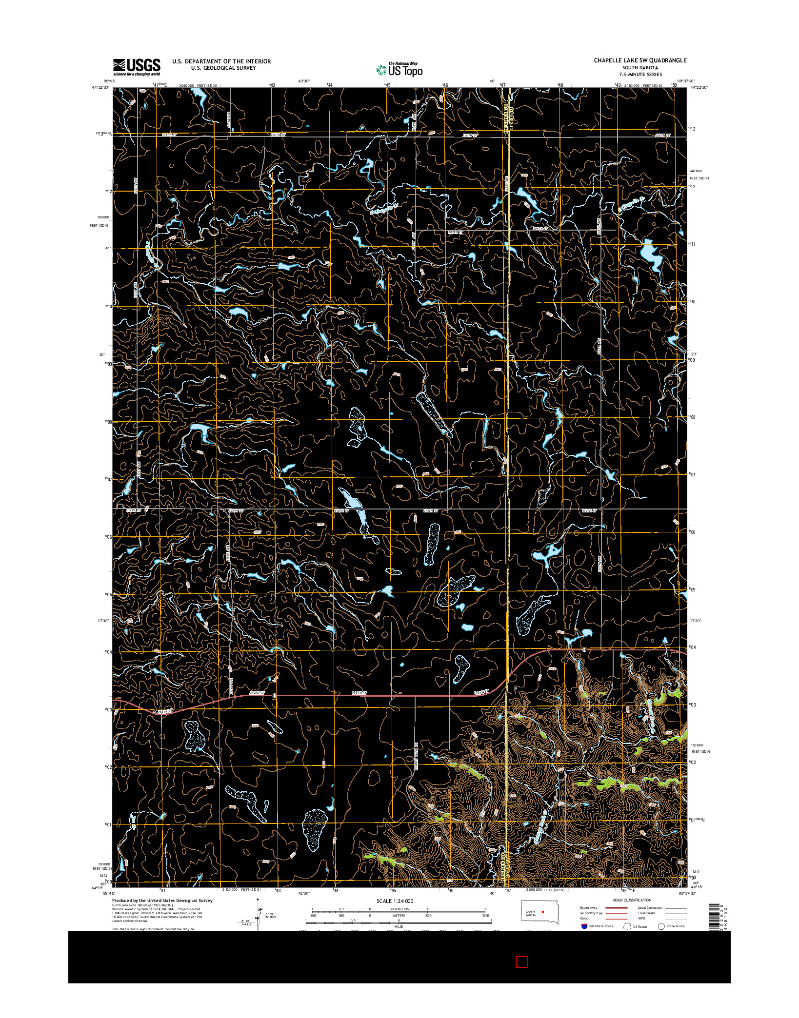 USGS US TOPO 7.5-MINUTE MAP FOR CHAPELLE LAKE SW, SD 2015