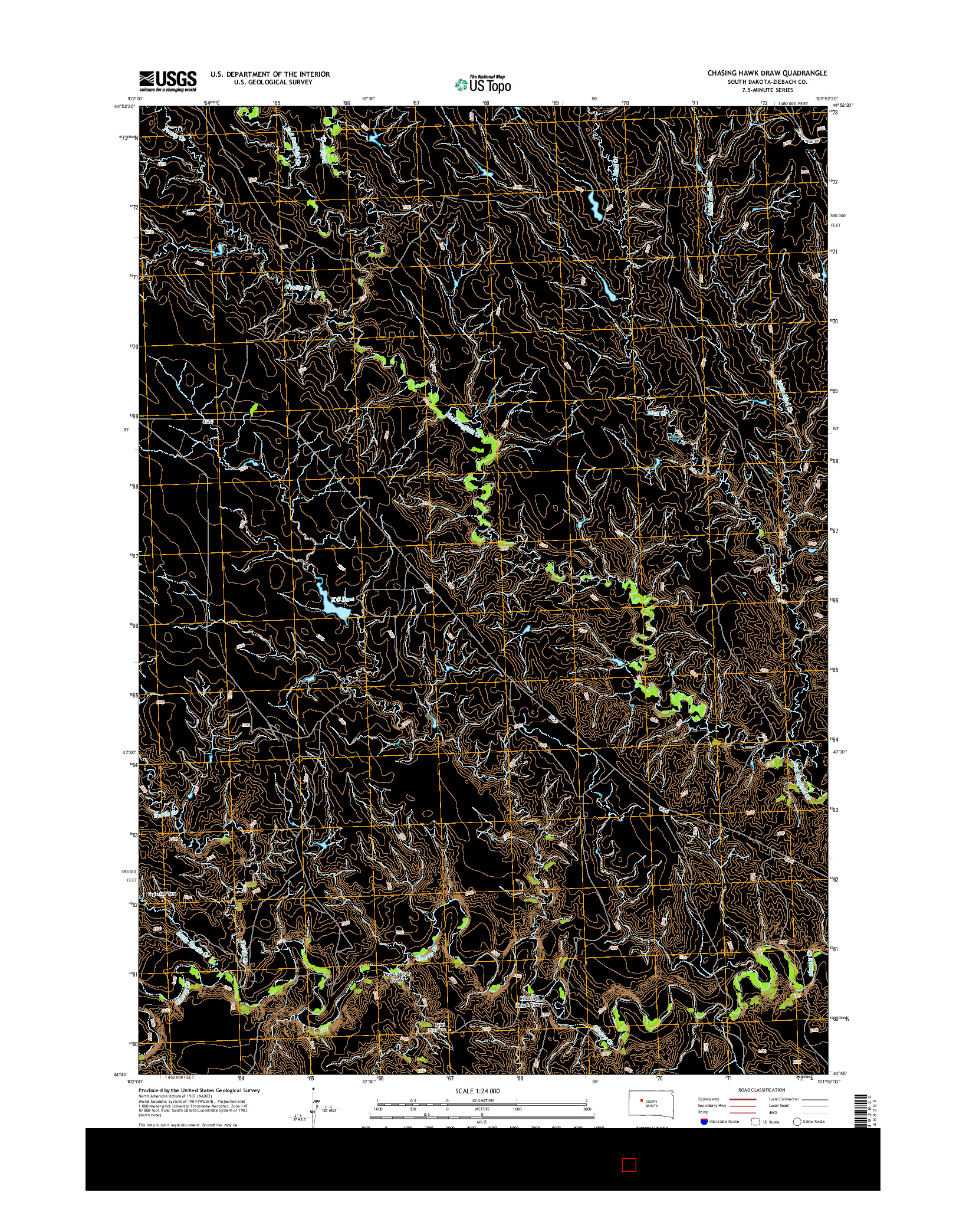 USGS US TOPO 7.5-MINUTE MAP FOR CHASING HAWK DRAW, SD 2015