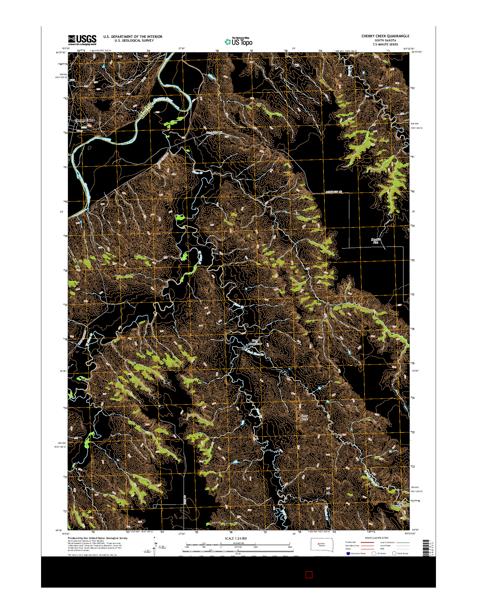 USGS US TOPO 7.5-MINUTE MAP FOR CHERRY CREEK, SD 2015