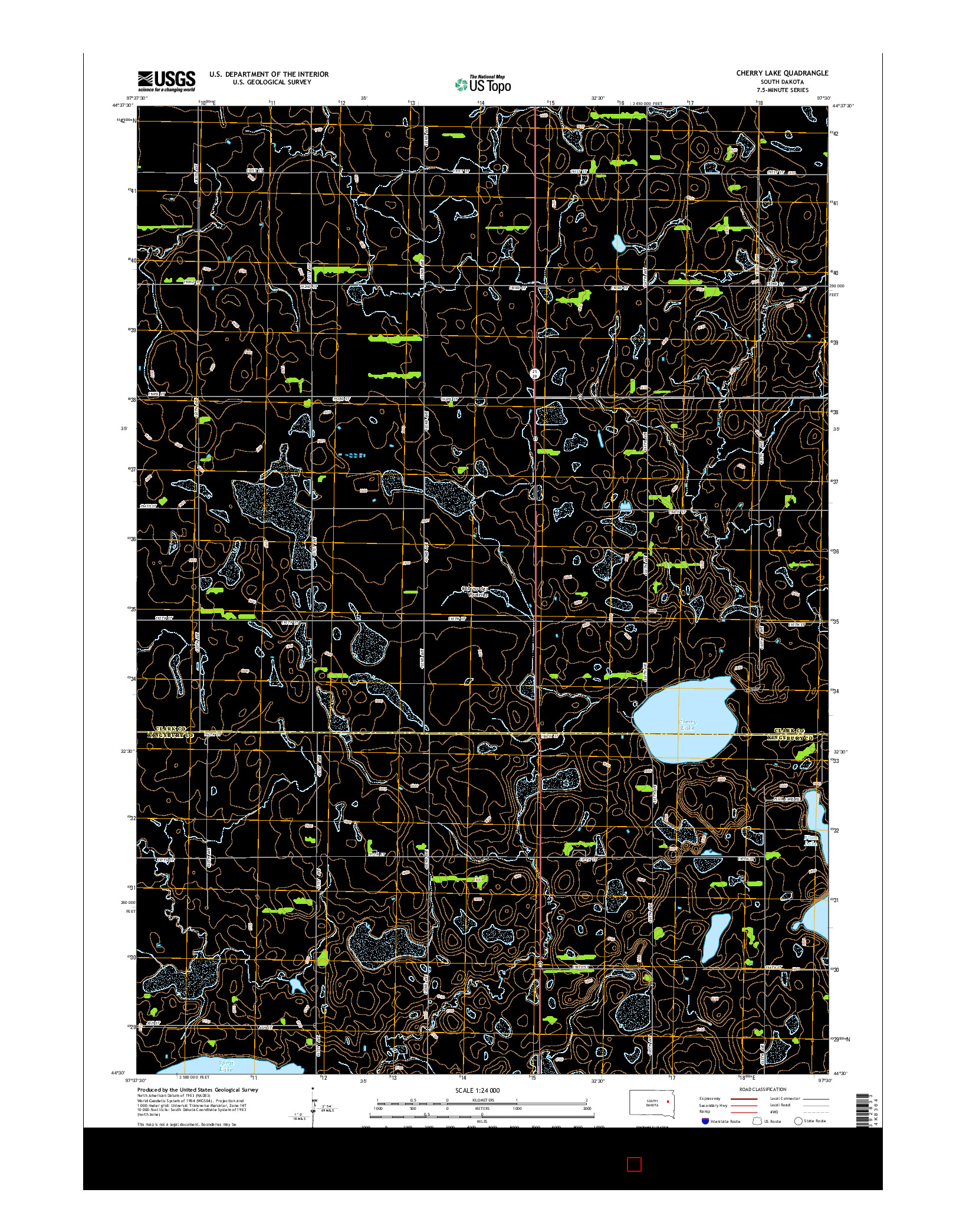 USGS US TOPO 7.5-MINUTE MAP FOR CHERRY LAKE, SD 2015