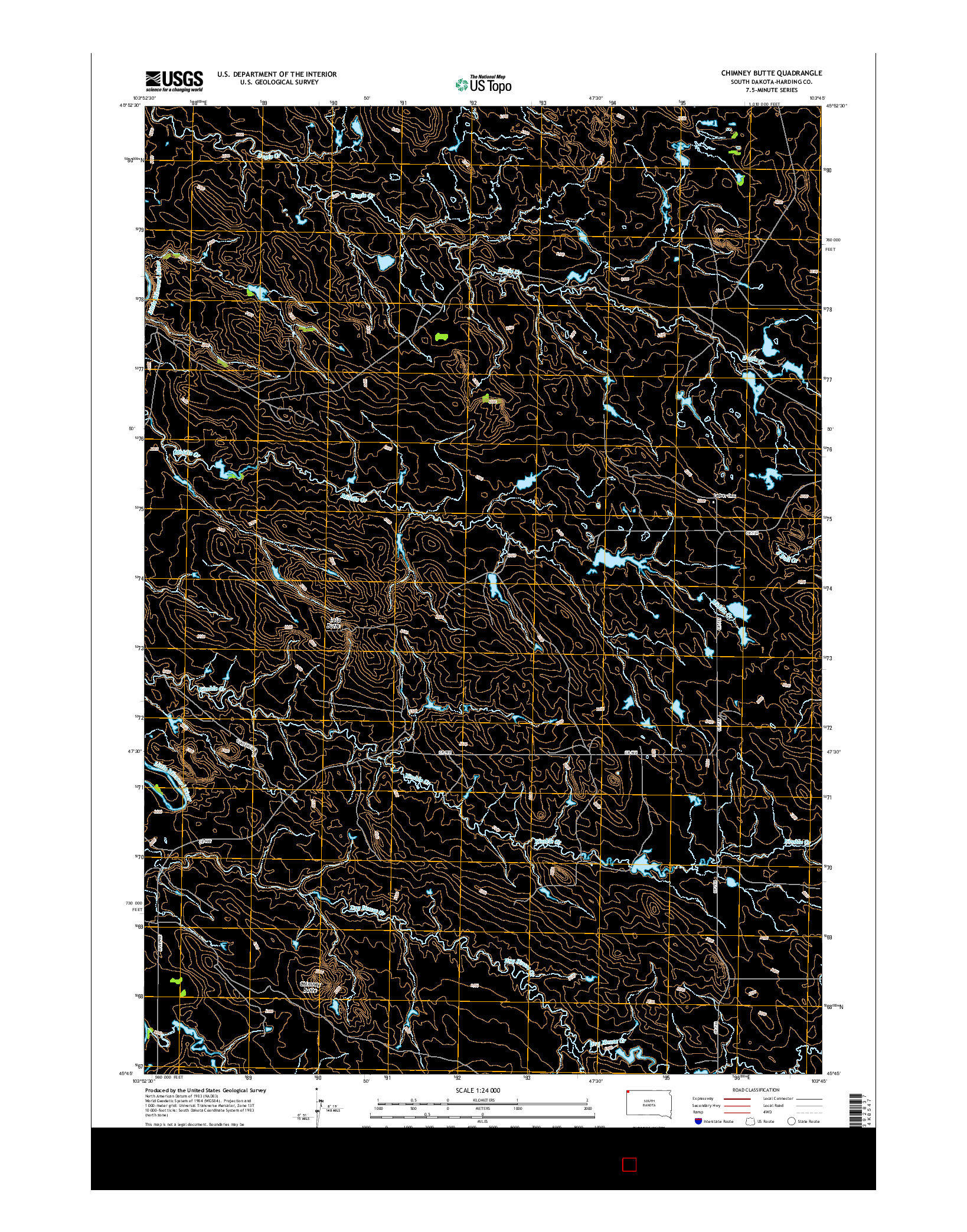 USGS US TOPO 7.5-MINUTE MAP FOR CHIMNEY BUTTE, SD 2015