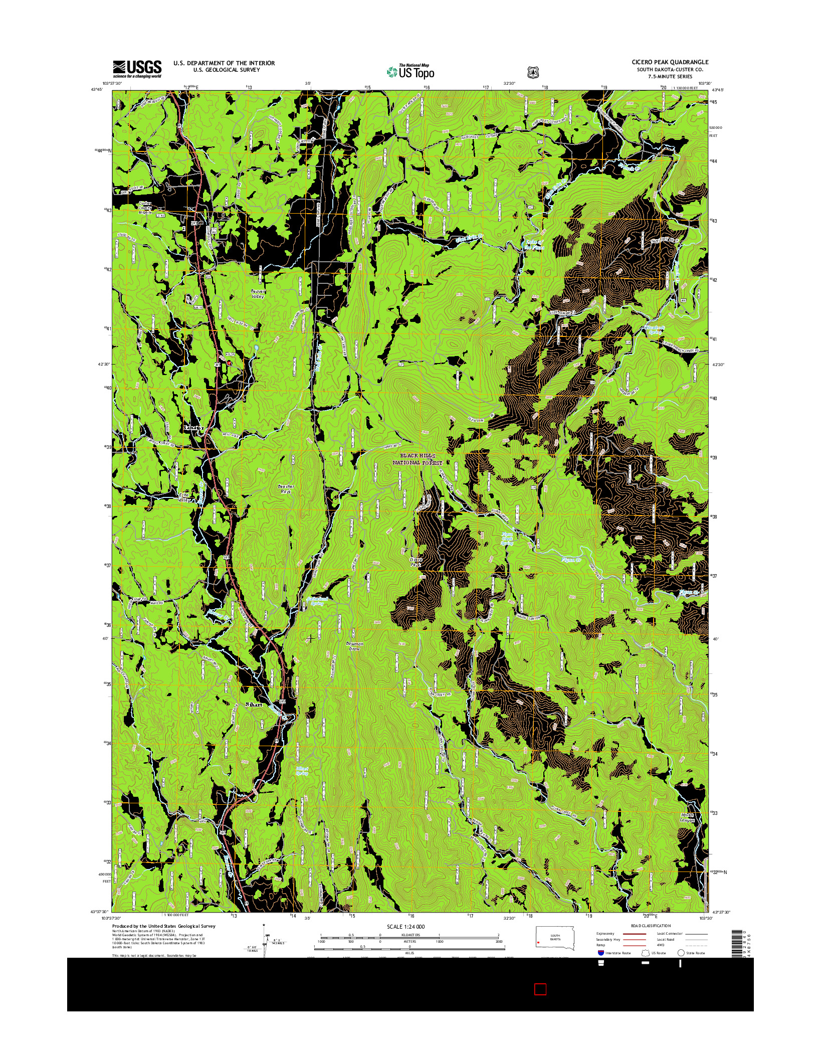 USGS US TOPO 7.5-MINUTE MAP FOR CICERO PEAK, SD 2015