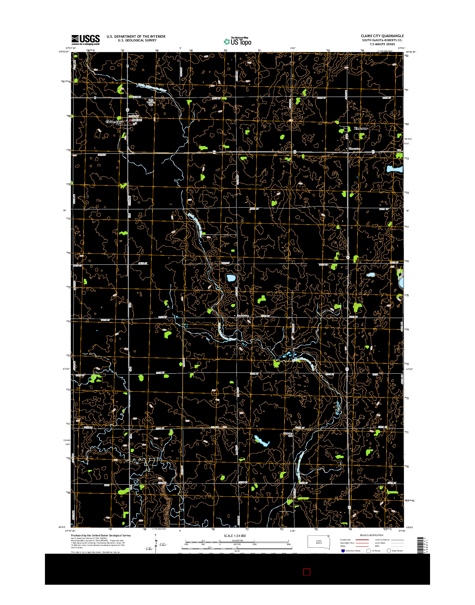 USGS US TOPO 7.5-MINUTE MAP FOR CLAIRE CITY, SD 2015