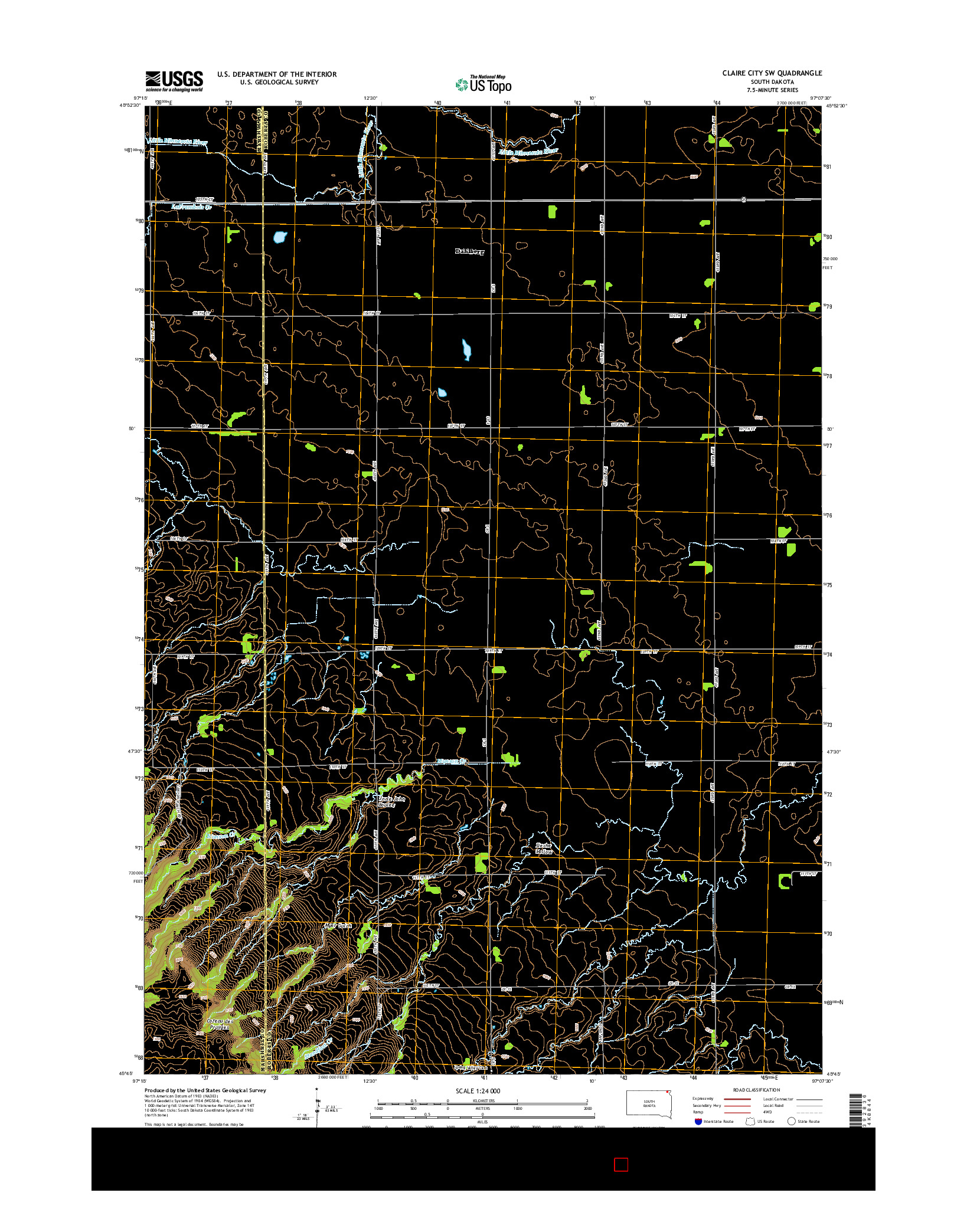 USGS US TOPO 7.5-MINUTE MAP FOR CLAIRE CITY SW, SD 2015