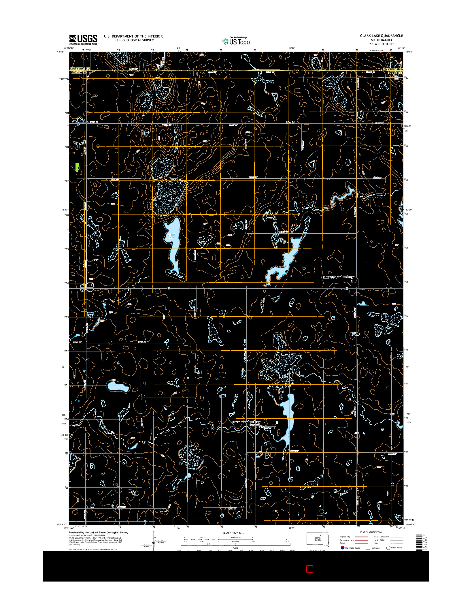 USGS US TOPO 7.5-MINUTE MAP FOR CLARK LAKE, SD 2015