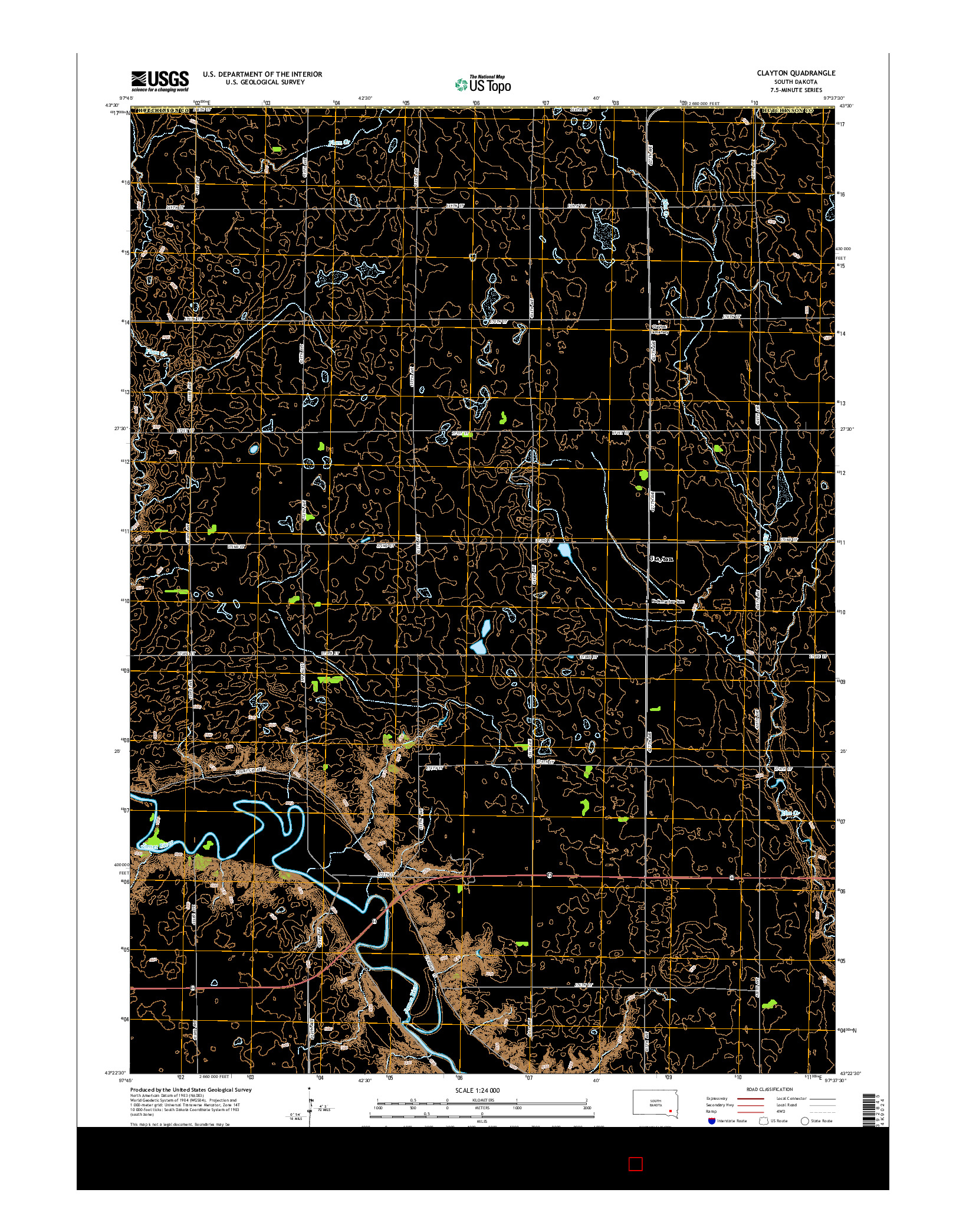 USGS US TOPO 7.5-MINUTE MAP FOR CLAYTON, SD 2015