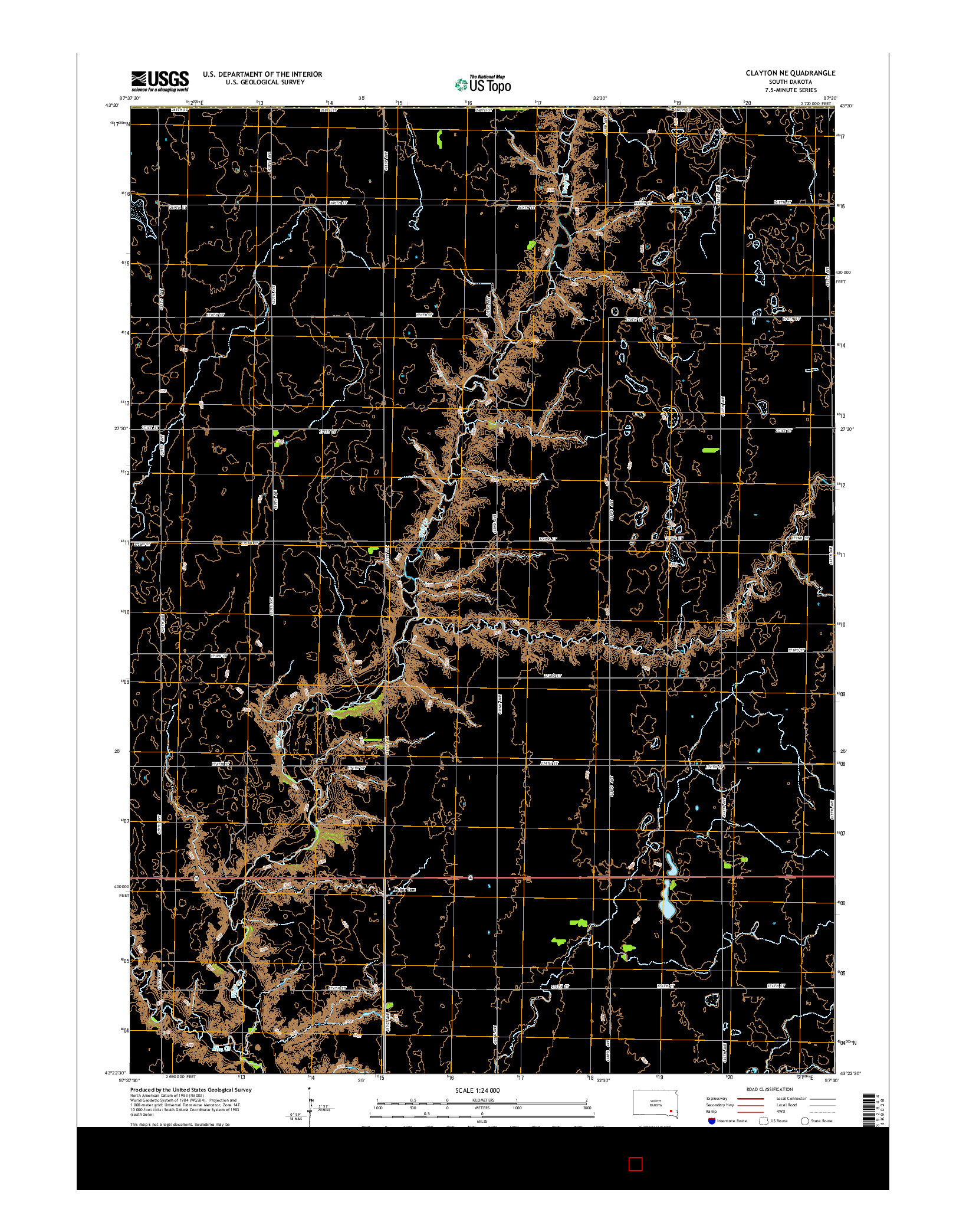 USGS US TOPO 7.5-MINUTE MAP FOR CLAYTON NE, SD 2015