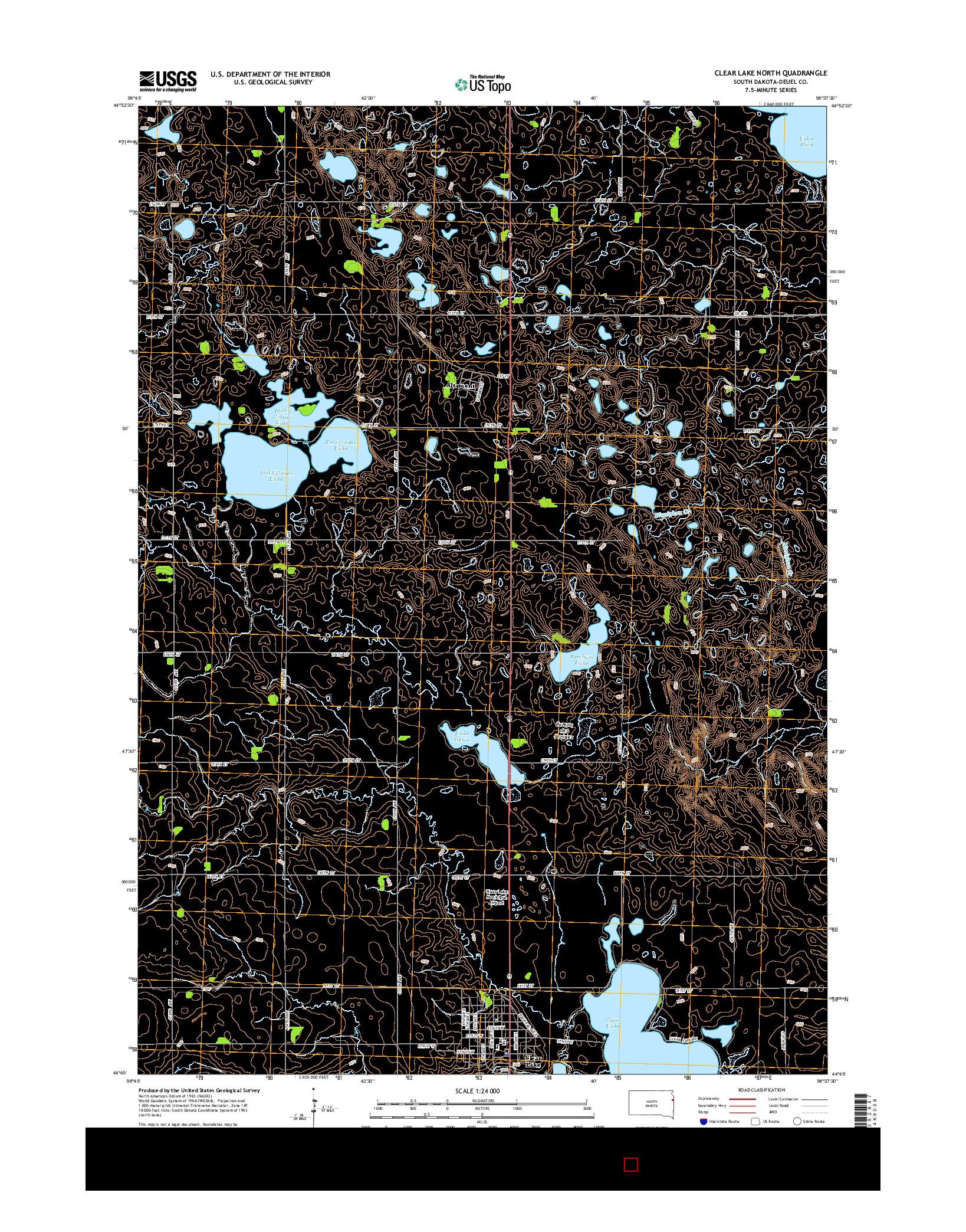USGS US TOPO 7.5-MINUTE MAP FOR CLEAR LAKE NORTH, SD 2015