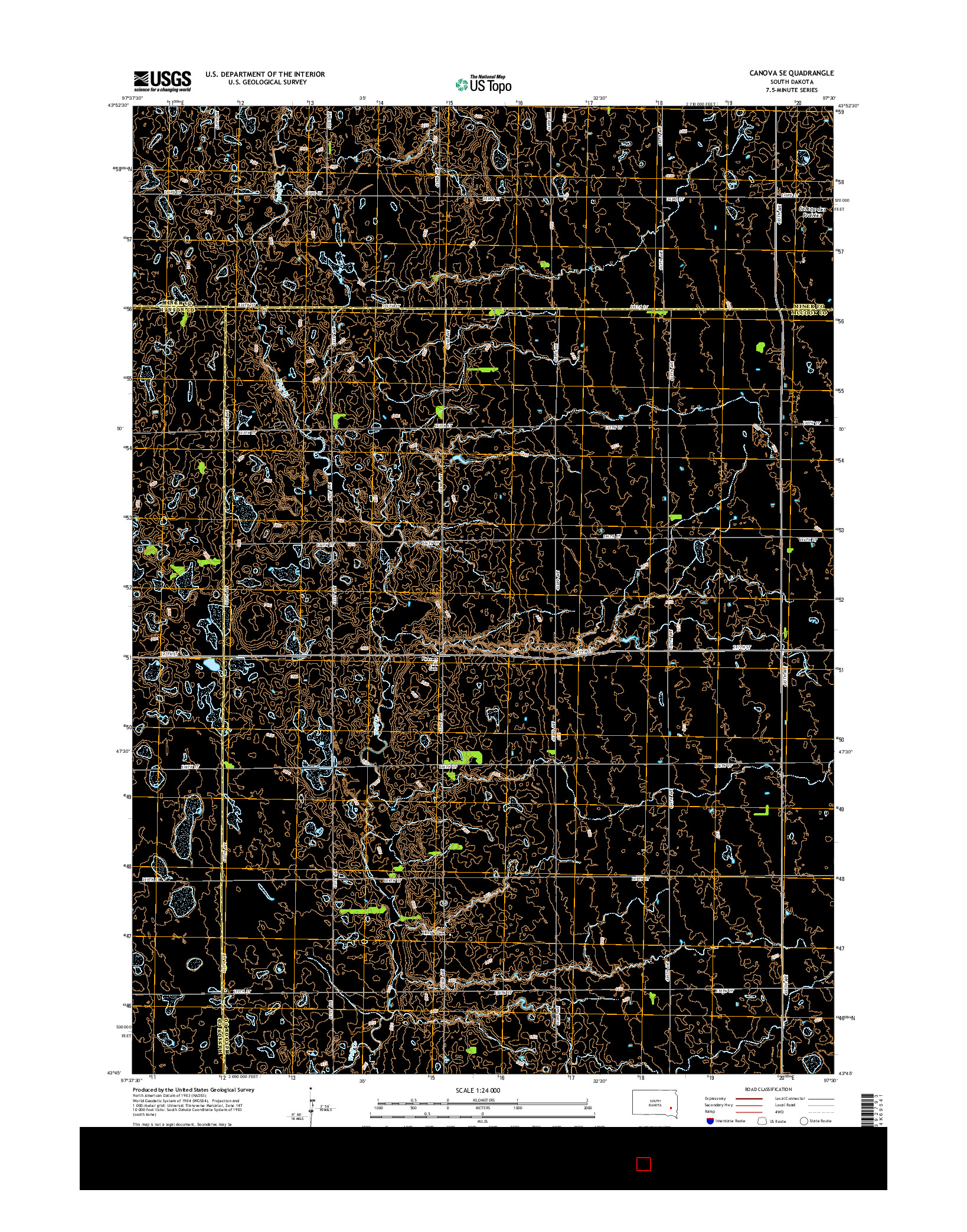 USGS US TOPO 7.5-MINUTE MAP FOR CANOVA SE, SD 2015