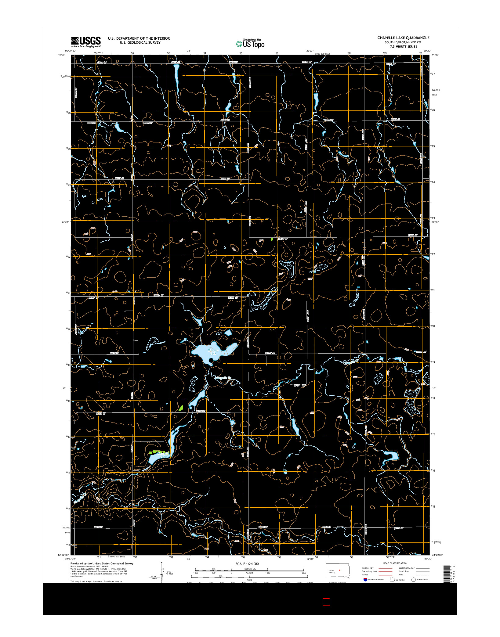 USGS US TOPO 7.5-MINUTE MAP FOR CHAPELLE LAKE, SD 2015