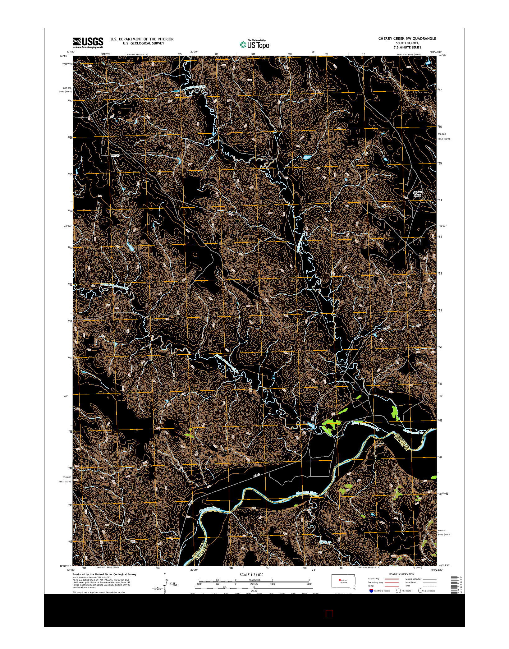 USGS US TOPO 7.5-MINUTE MAP FOR CHERRY CREEK NW, SD 2015