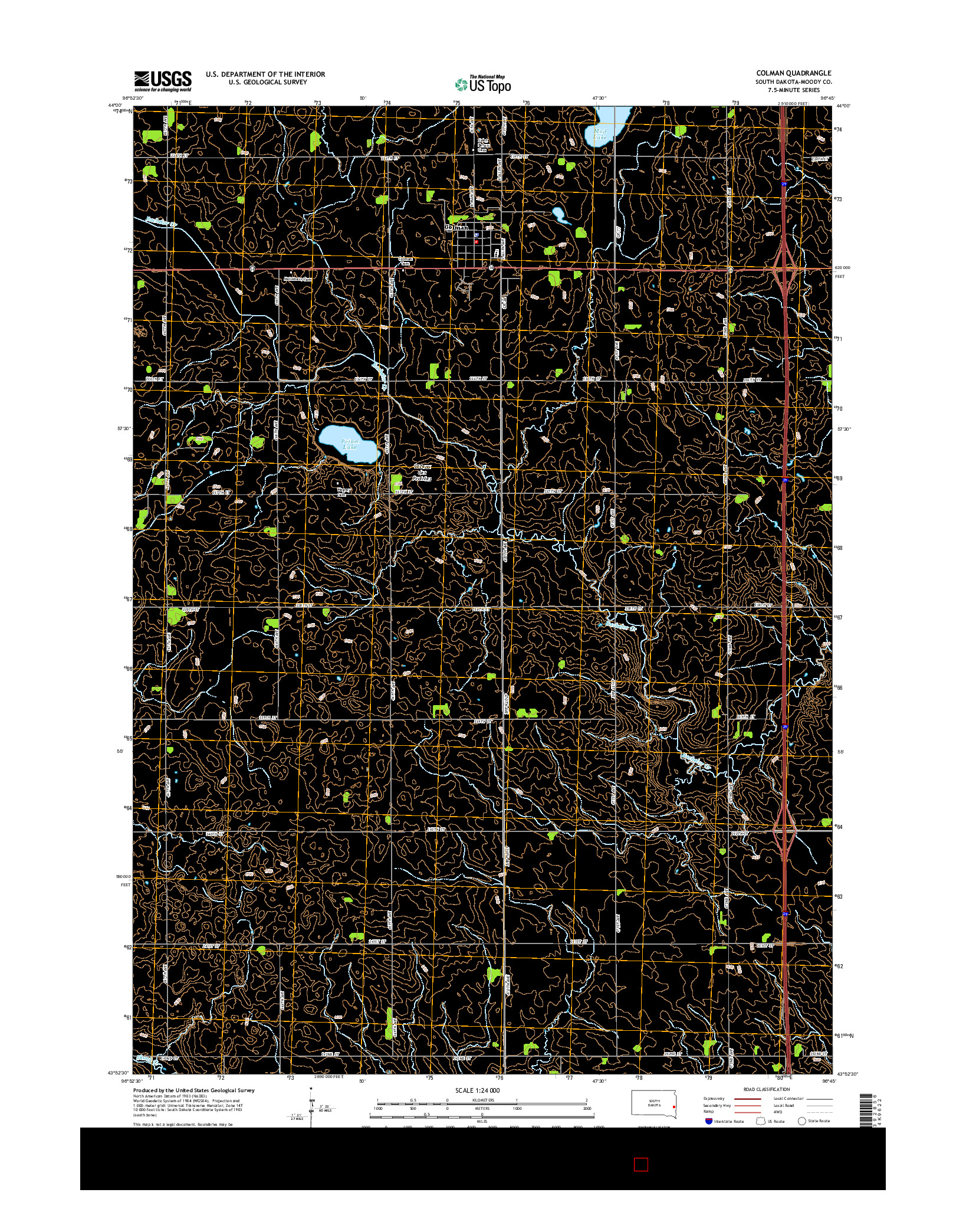 USGS US TOPO 7.5-MINUTE MAP FOR COLMAN, SD 2015