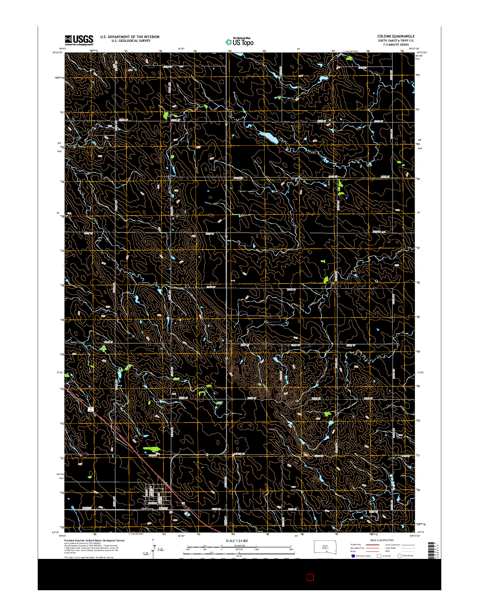 USGS US TOPO 7.5-MINUTE MAP FOR COLOME, SD 2015