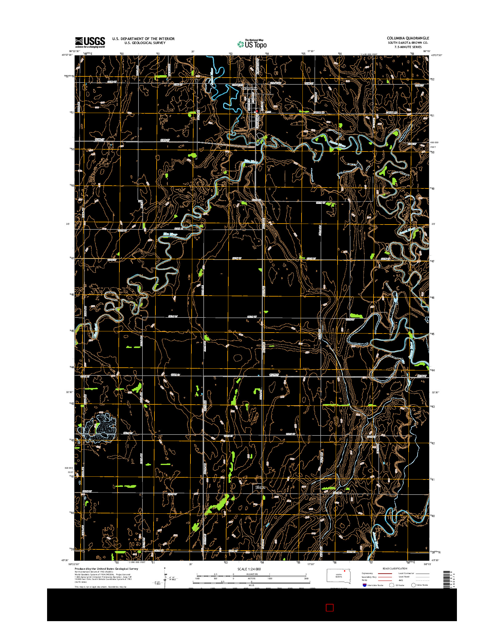 USGS US TOPO 7.5-MINUTE MAP FOR COLUMBIA, SD 2015
