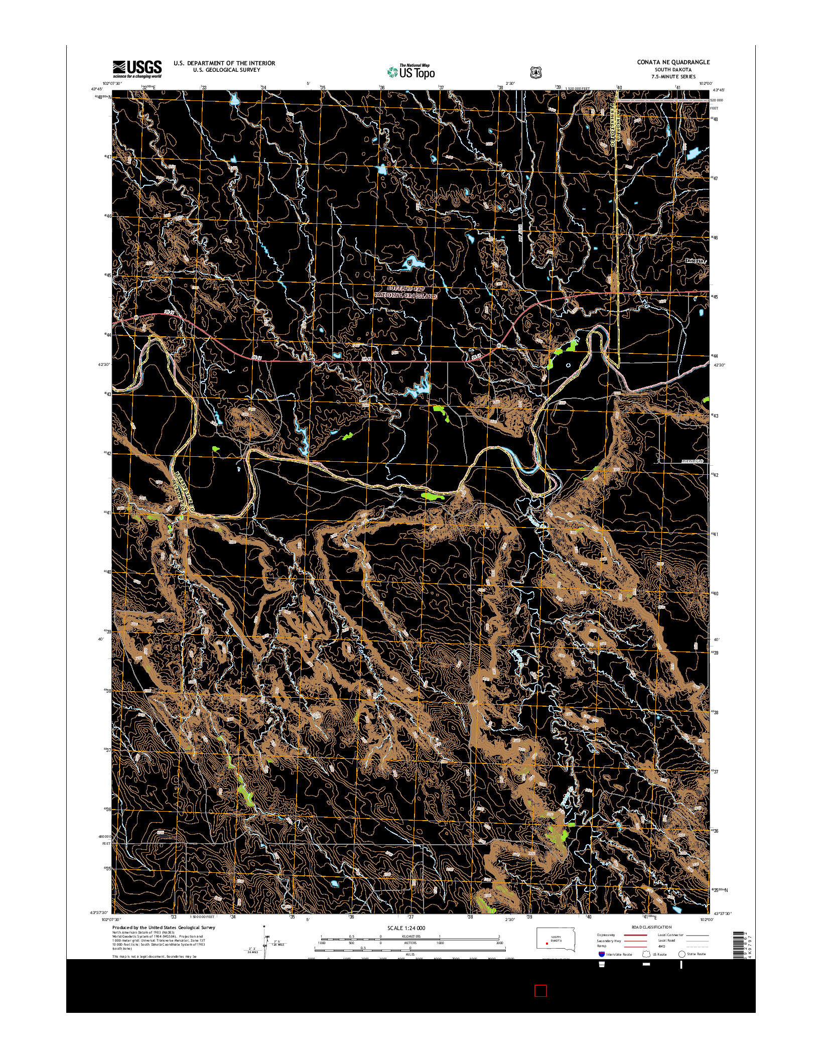 USGS US TOPO 7.5-MINUTE MAP FOR CONATA NE, SD 2015
