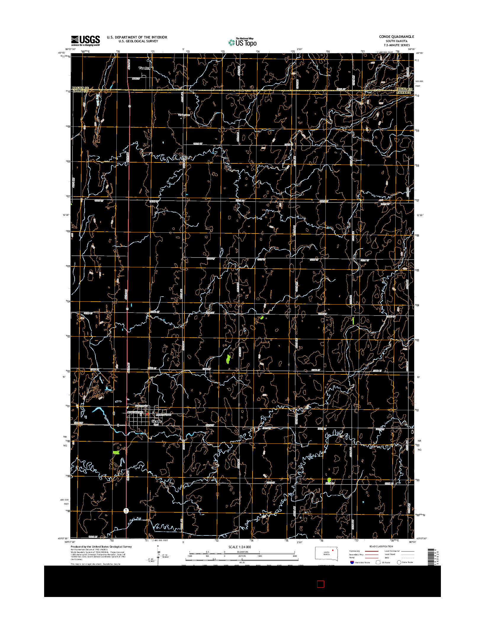 USGS US TOPO 7.5-MINUTE MAP FOR CONDE, SD 2015