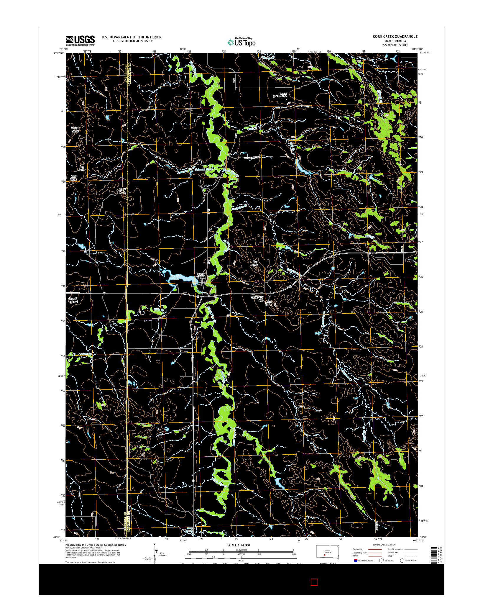 USGS US TOPO 7.5-MINUTE MAP FOR CORN CREEK, SD 2015